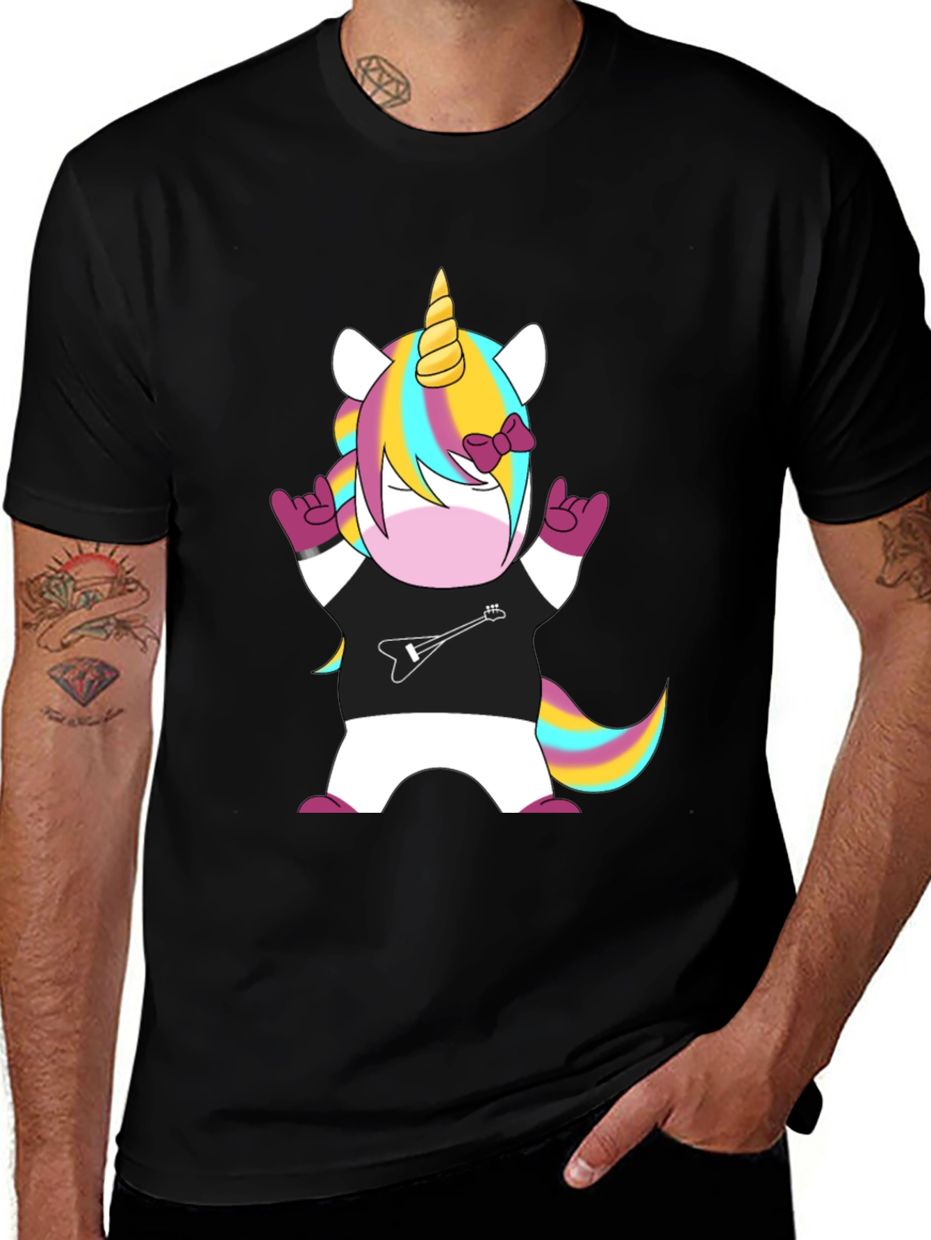 Variant 5 of Unicorn Rocker Black T-Shirt
