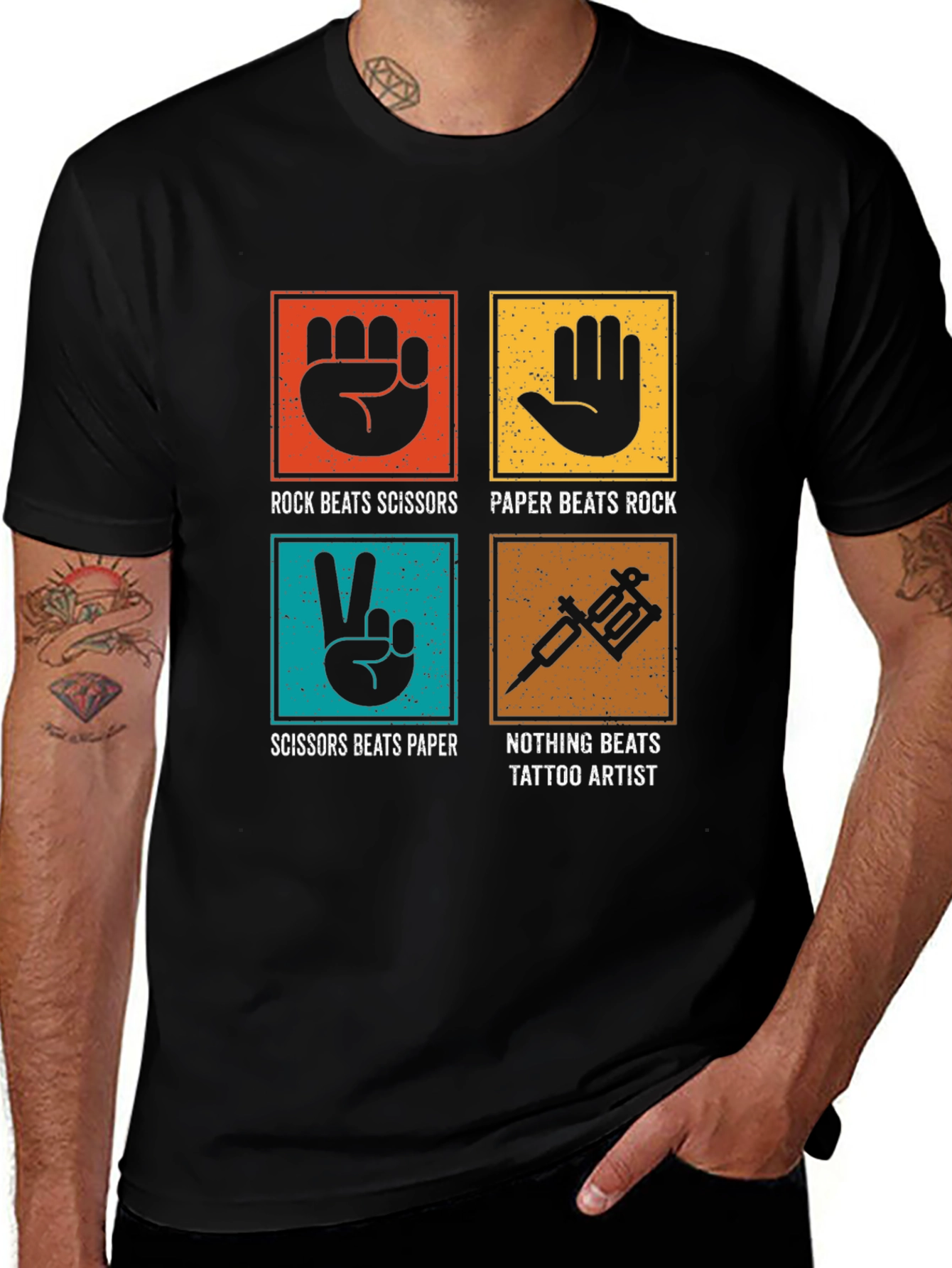Variant 19 of Rock Paper Scissors Tattoo Artist Graphic Tee