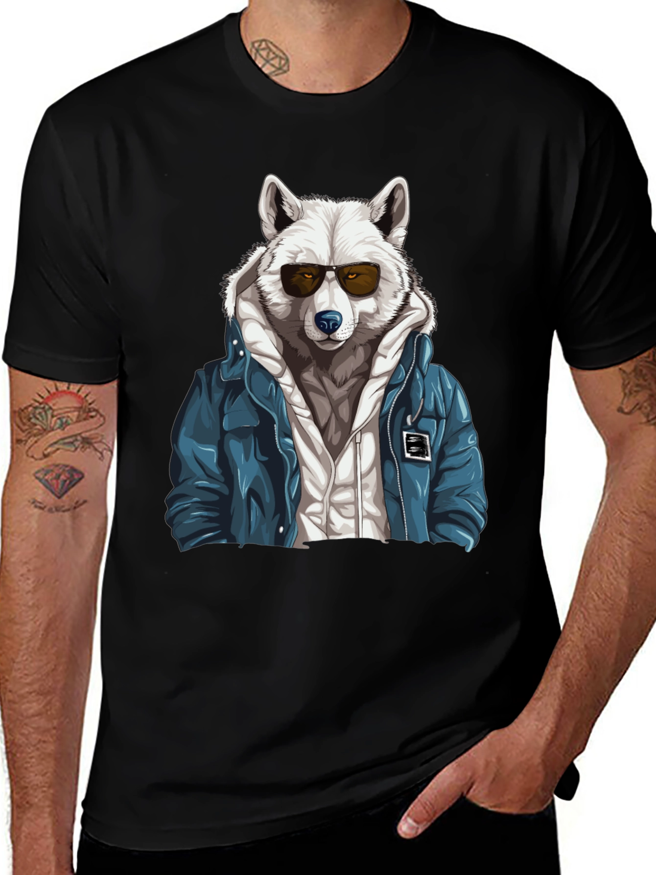 Variant 8 of Cool Wolf Graphic Tee - Streetwear Style