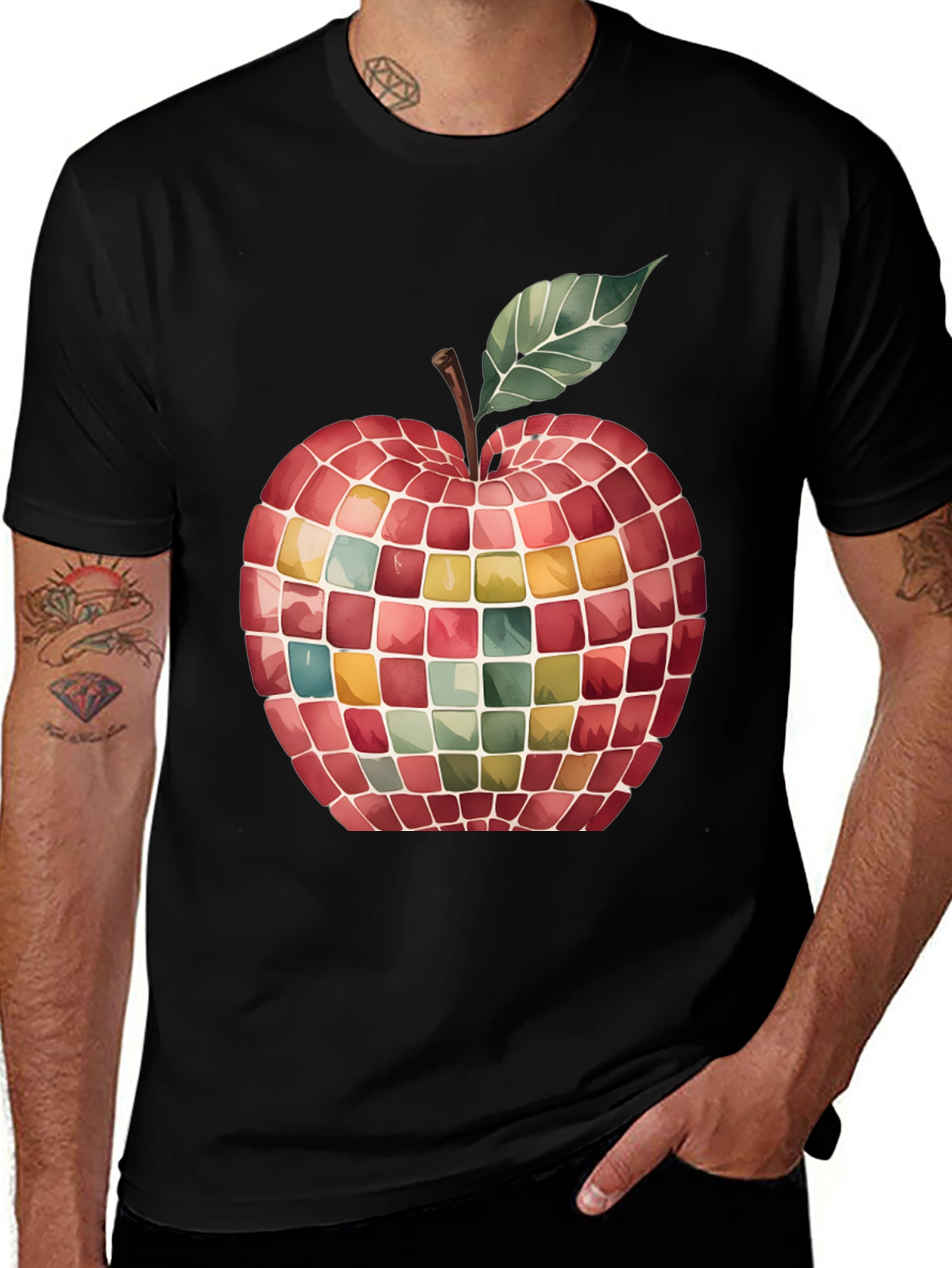 Mosaic Apple Graphic Tee - Unique Design