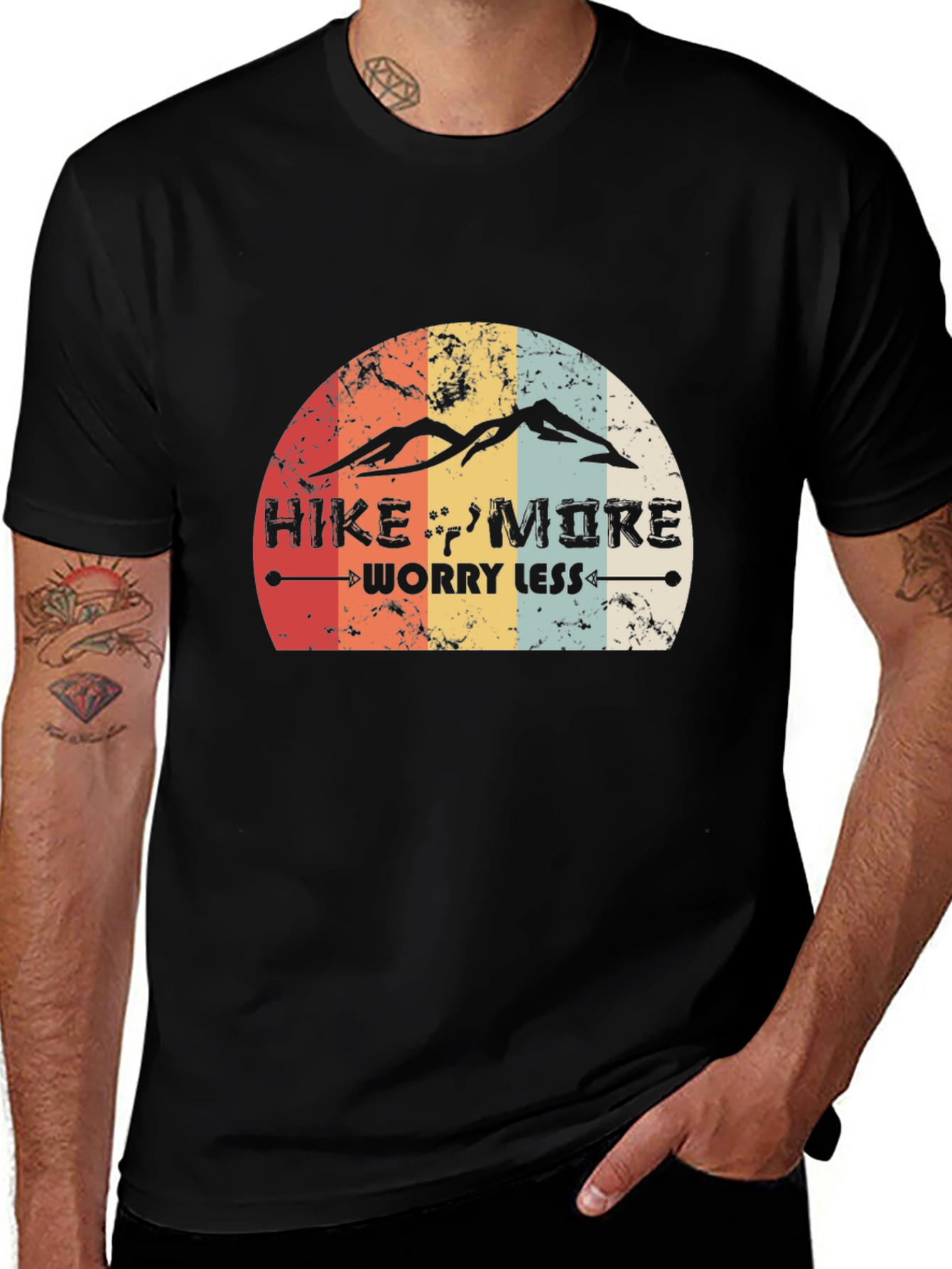 Variant 19 of Hike More Worry Less Black Graphic T-Shirt