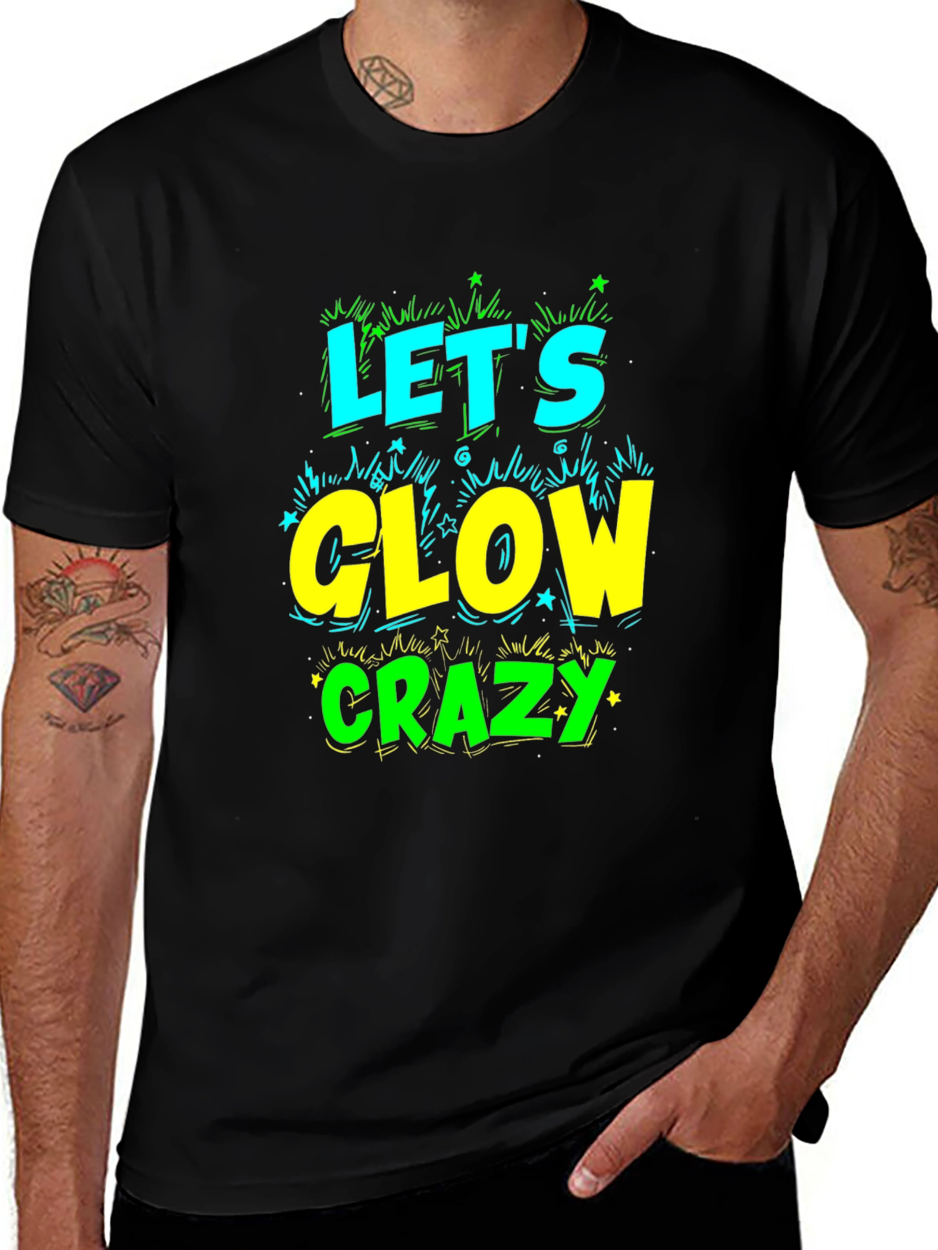 Variant 23 of Let's Glow Crazy Black Graphic Tee