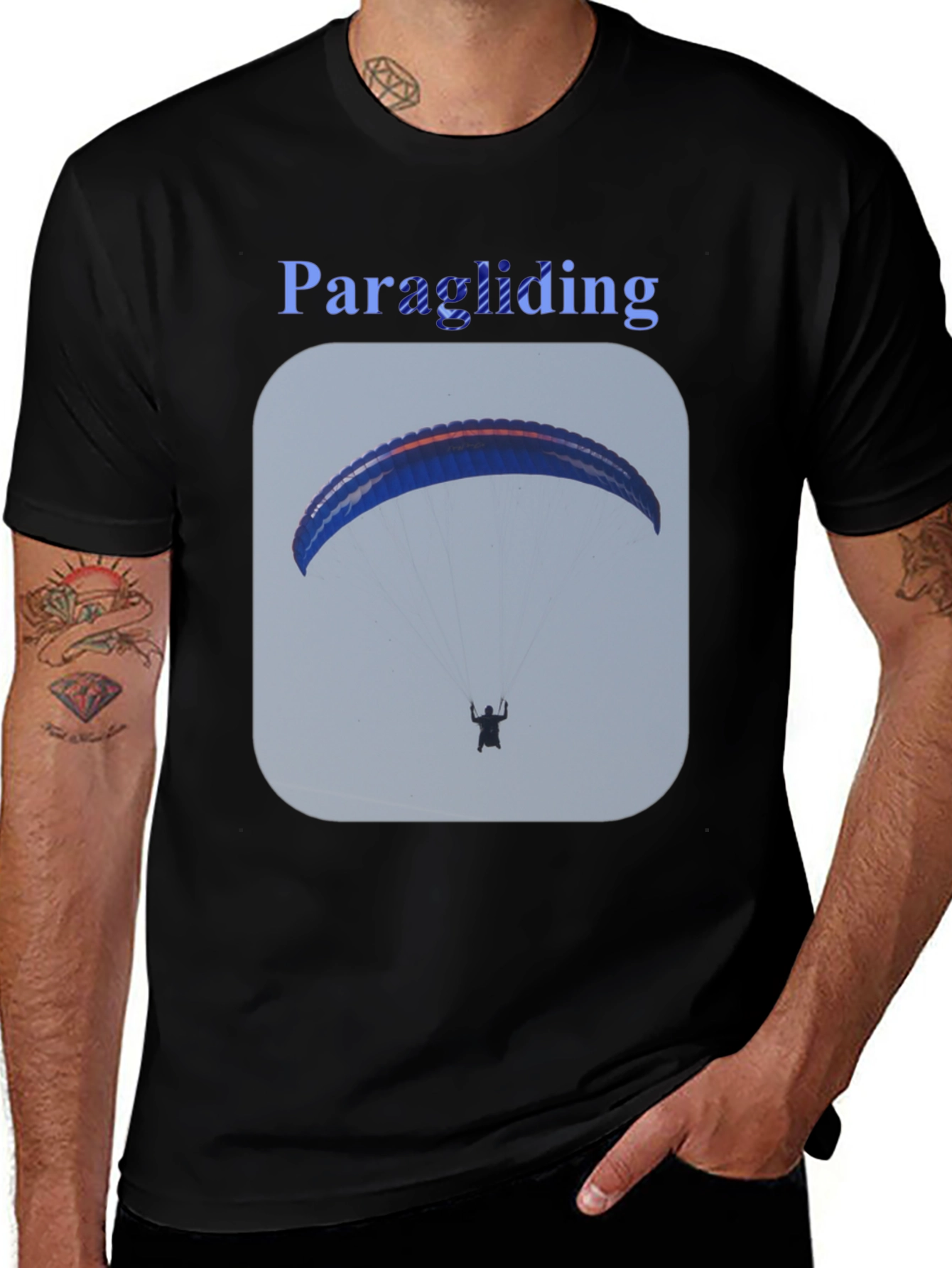 Variant 25 of Paragliding Graphic Tee - Black Cotton T-Shirt