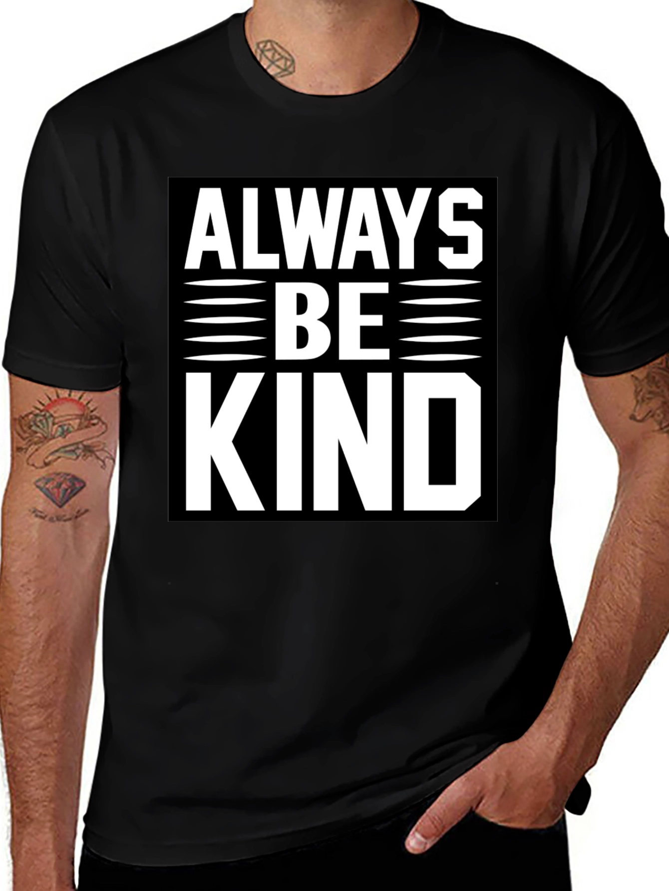 Black Always Be Kind Graphic Tee - Men's Black T-Shirt main image