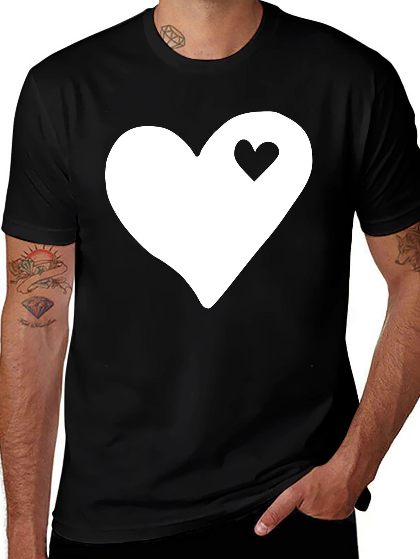 Variant 15 of Heart Within Heart T-Shirt - Black