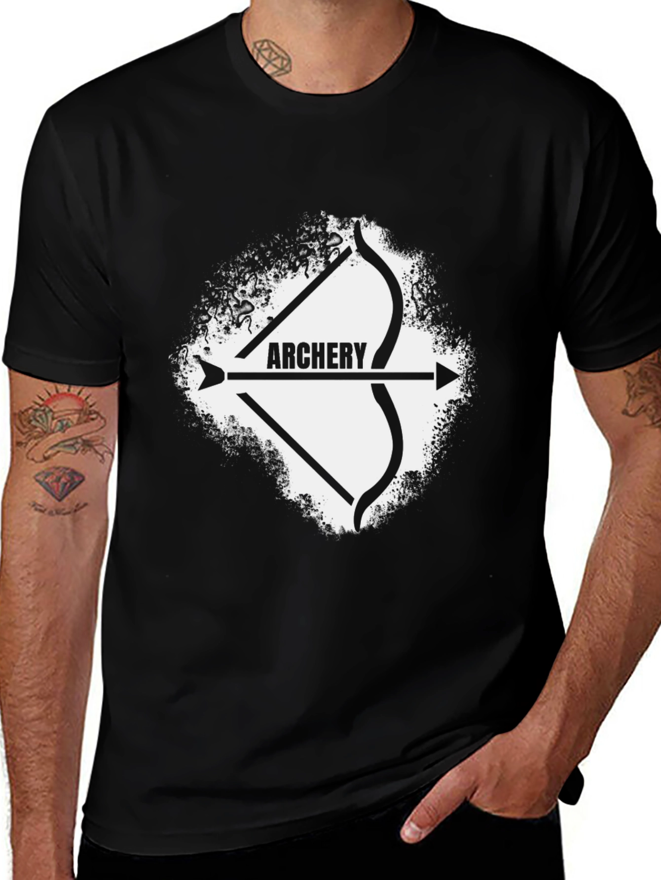 Variant 5 of Archery Bow and Arrow Graphic Tee - Black