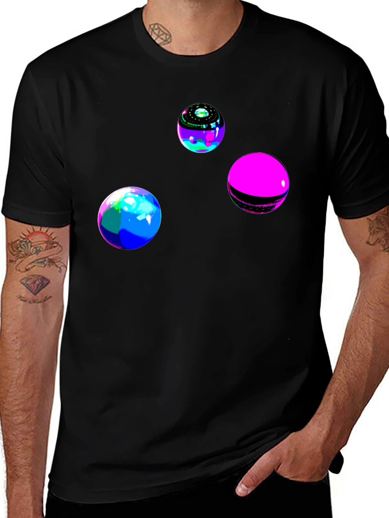 Variant 29 of Abstract Orb Graphic Black T-Shirt