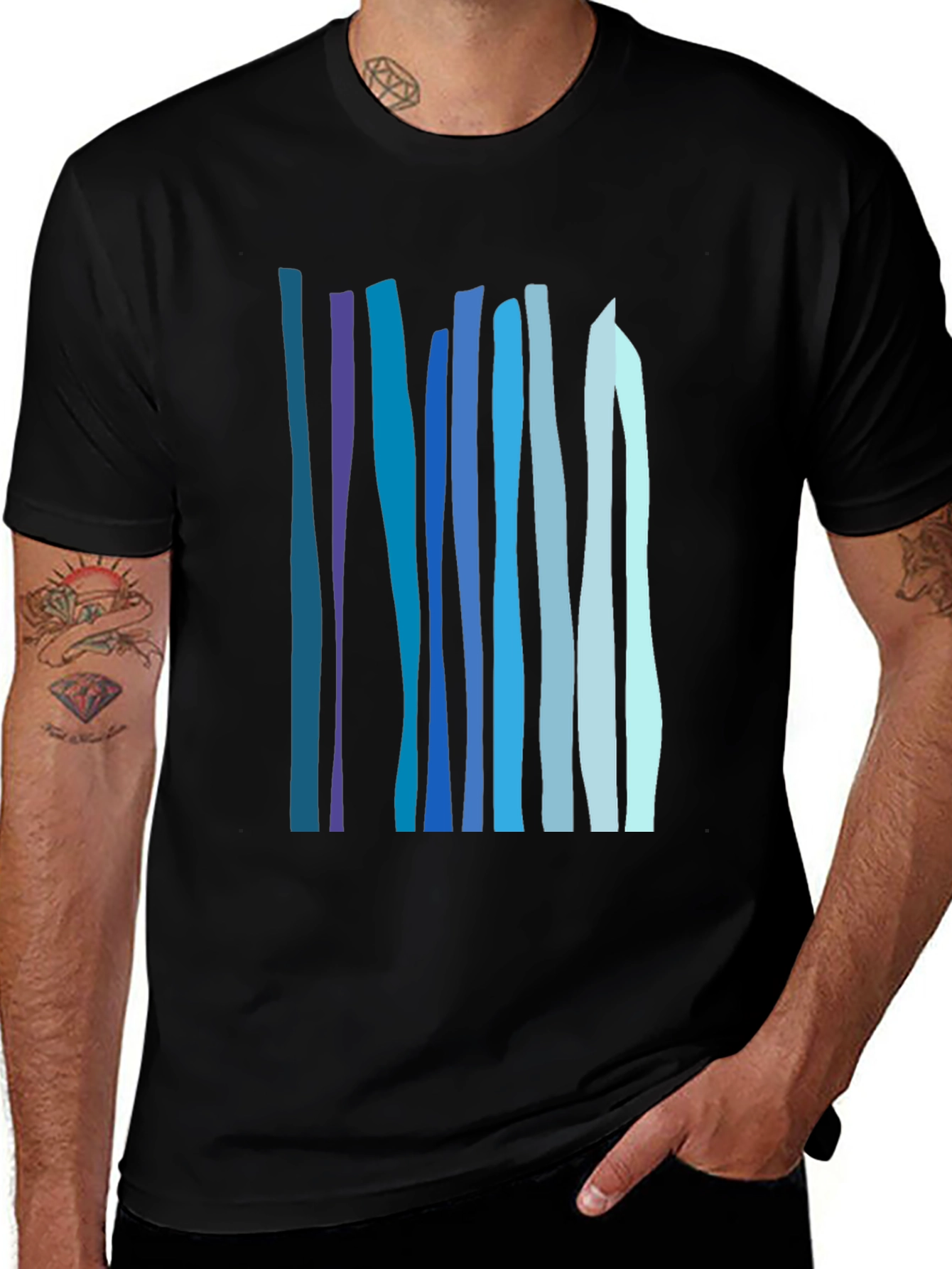 Variant 15 of Abstract Vertical Stripes Tee - Stylish Casual Wear