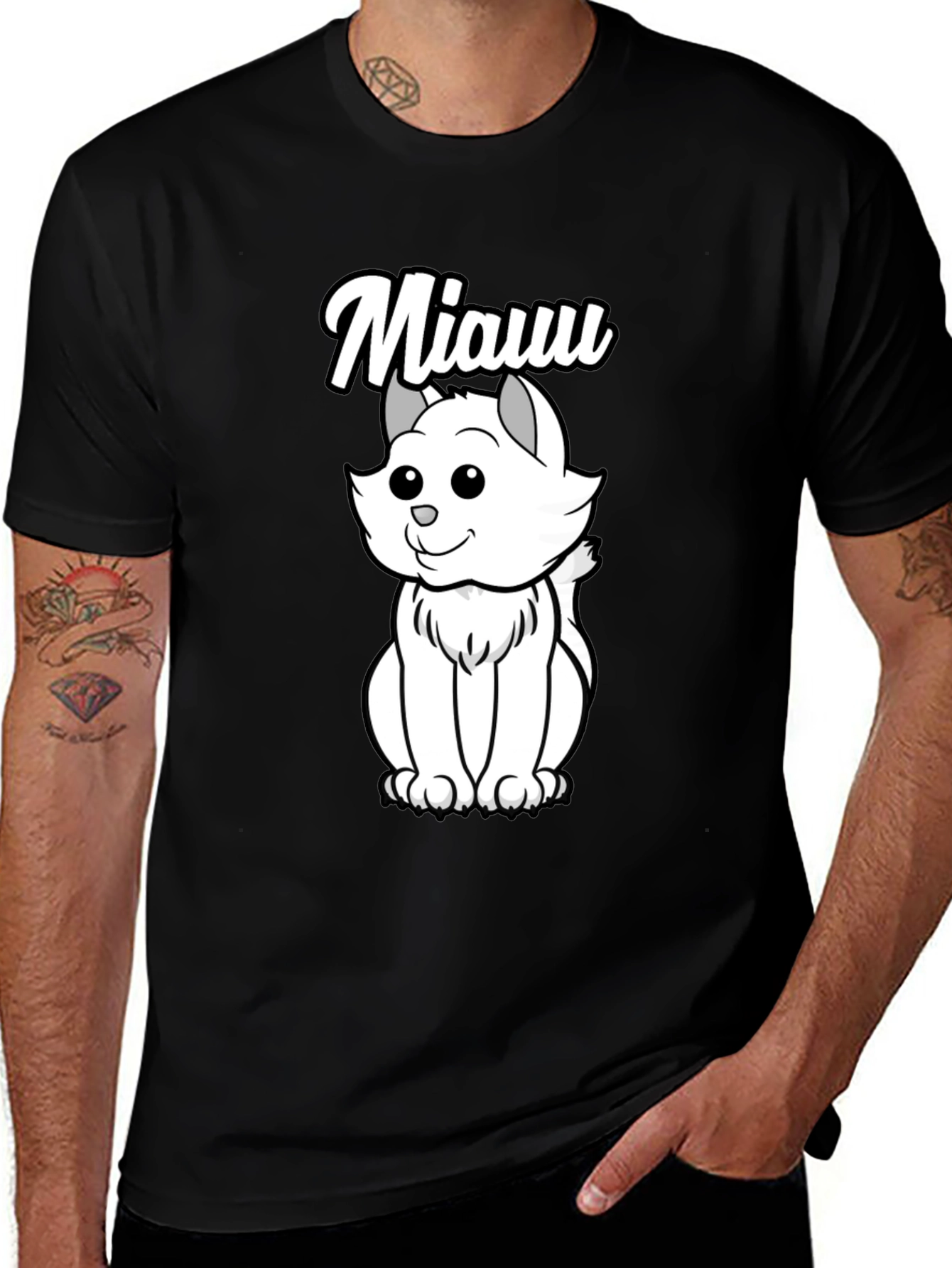 Variant 14 of Cute Cat 'Miauu' T-Shirt - Soft Cotton Tee