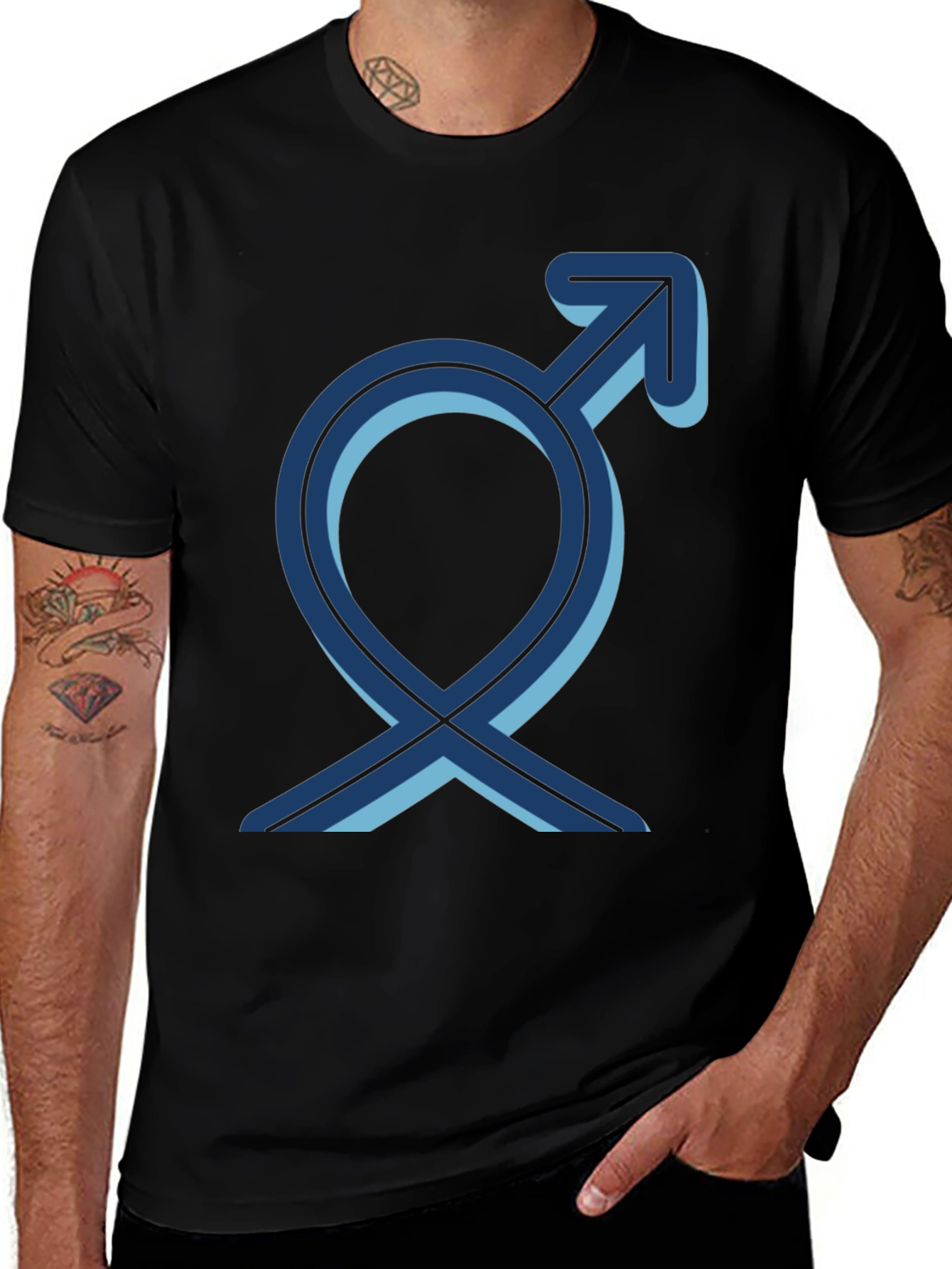 Variant 27 of Men's Black T-Shirt with Gender Symbol