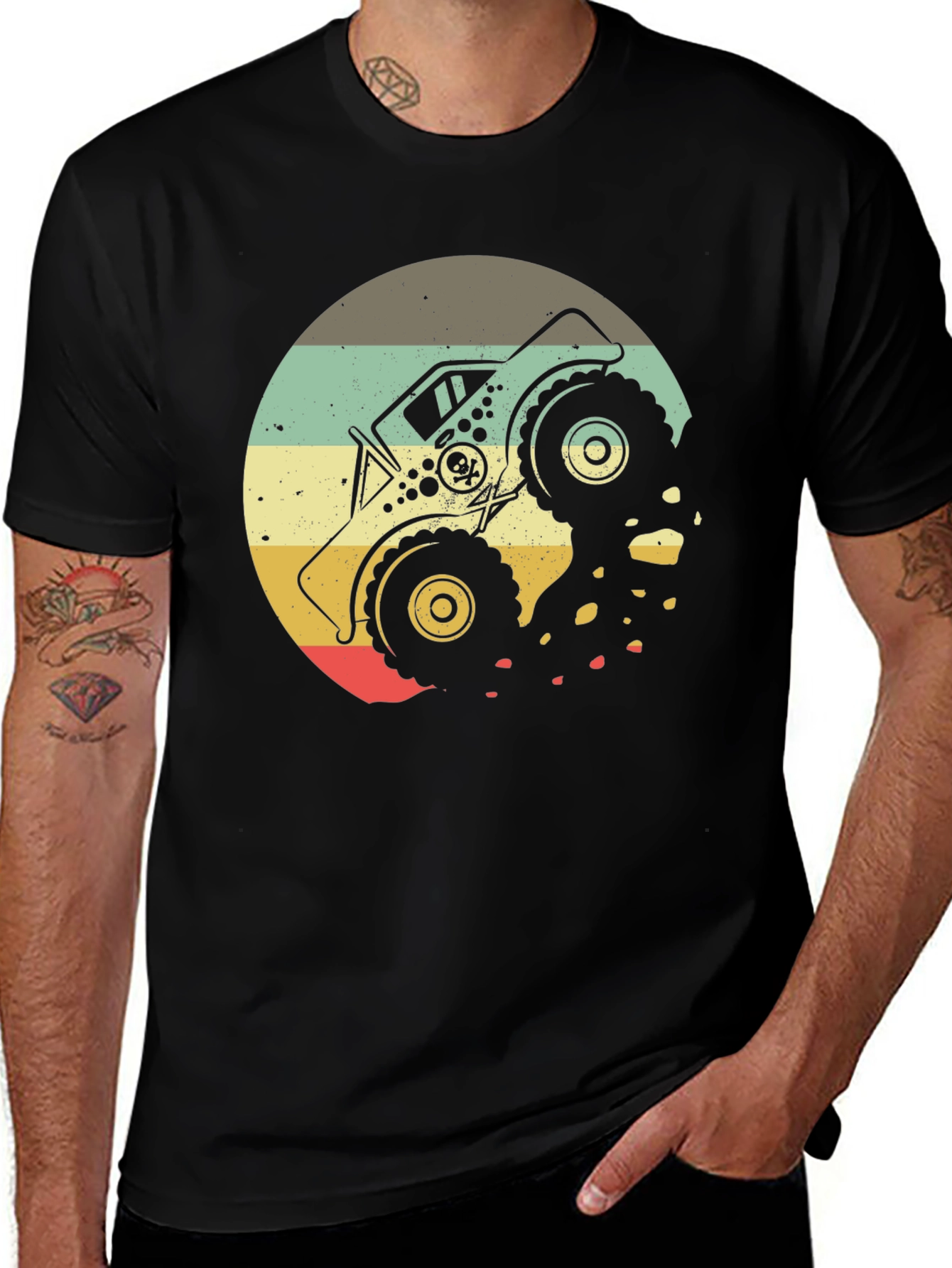 Variant 6 of Monster Truck Retro Graphic T-Shirt - Black