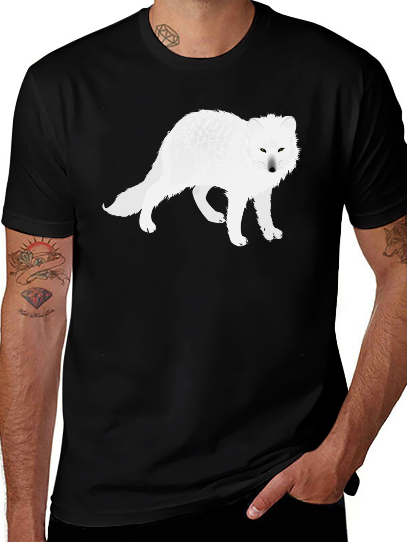 Arctic Fox Graphic Tee - Black Cotton T-Shirt