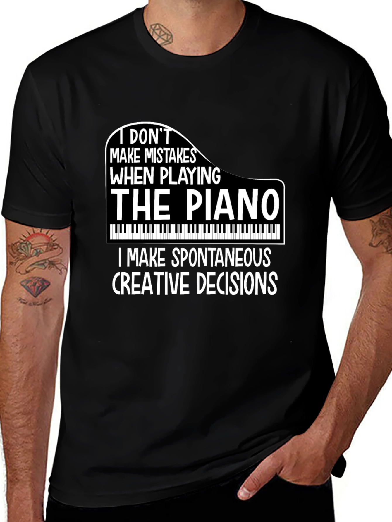 Variant 2 of Funny Piano Player Black T-Shirt