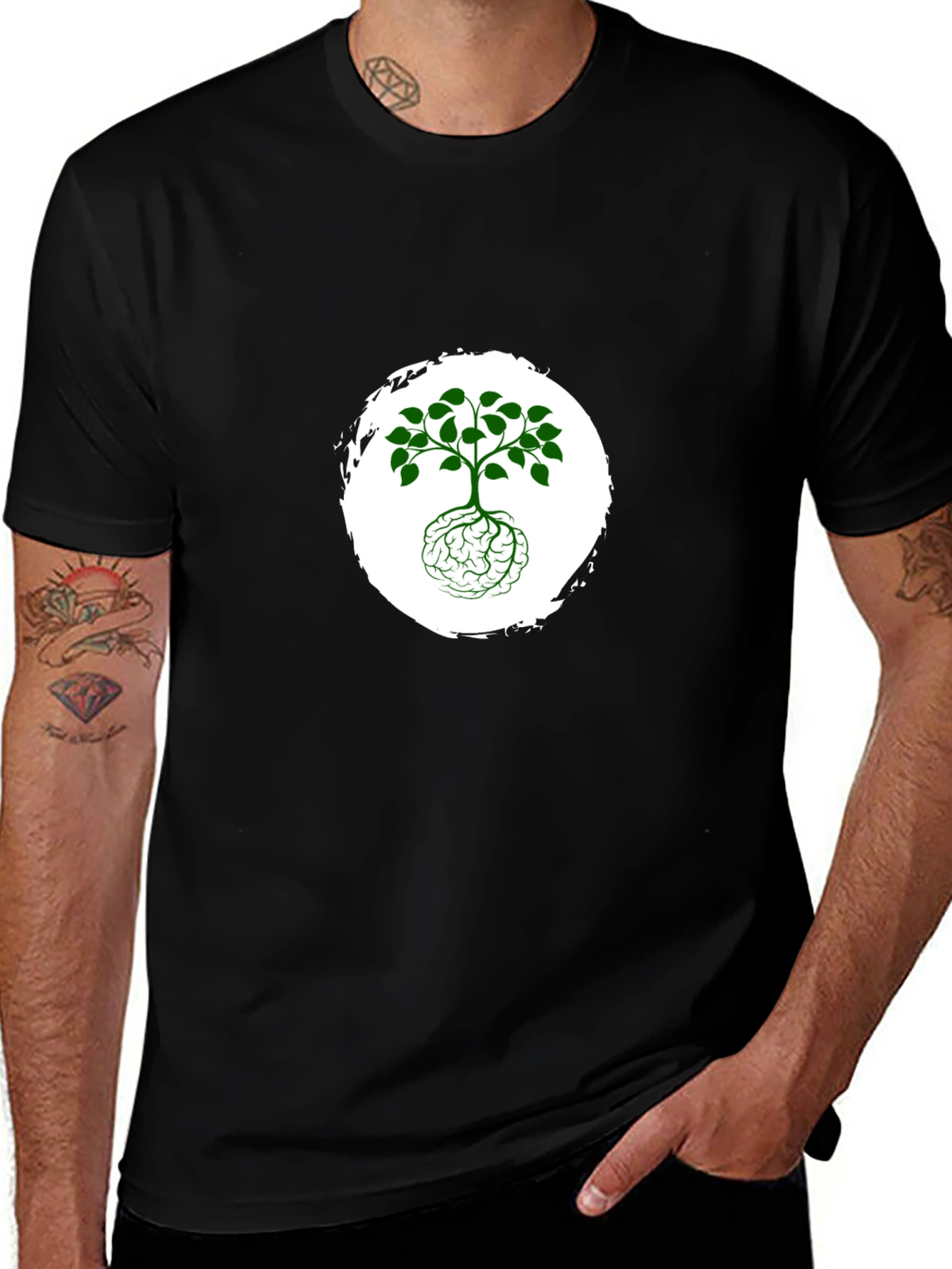 Variant 20 of Brain Tree Graphic Black T-Shirt