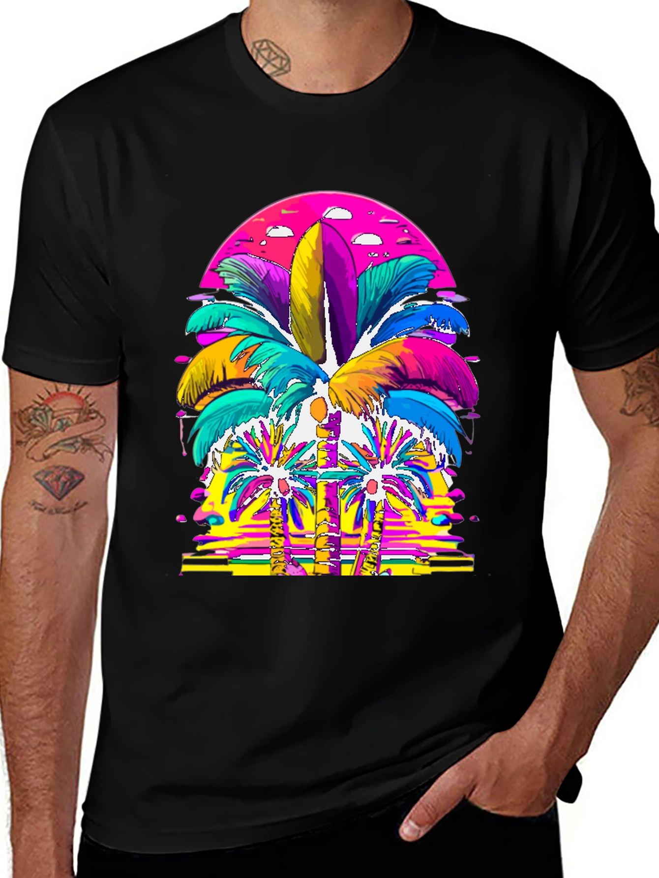Variant 26 of Retro Palm Tree Sunset T-Shirt