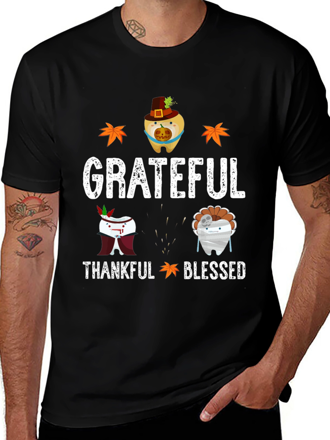 Grateful Thankful Blessed Thanksgiving T-Shirt