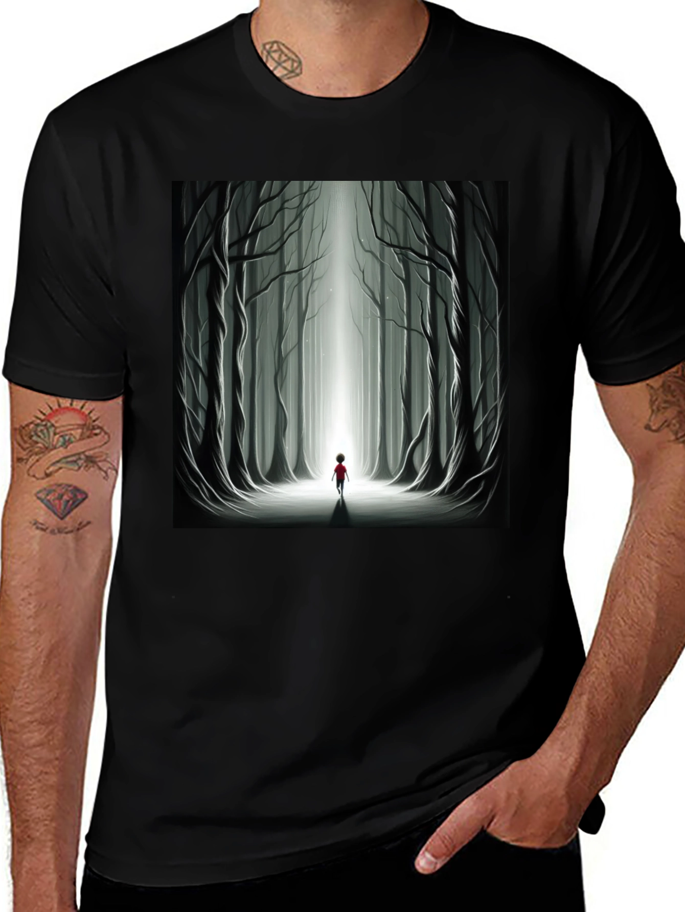 Variant 13 of Mystic Forest Graphic Tee - Unisex Black T-Shirt