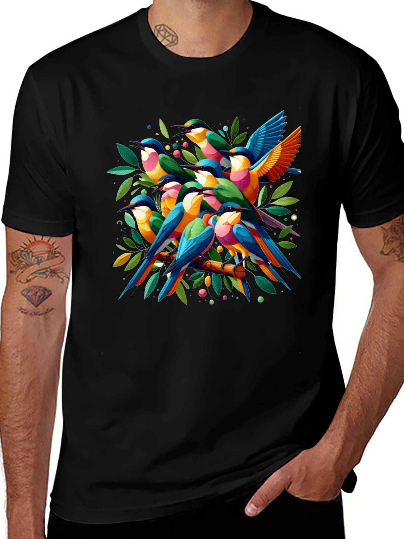 Vibrant Bird Graphic Tee - Nature Lover's T-Shirt