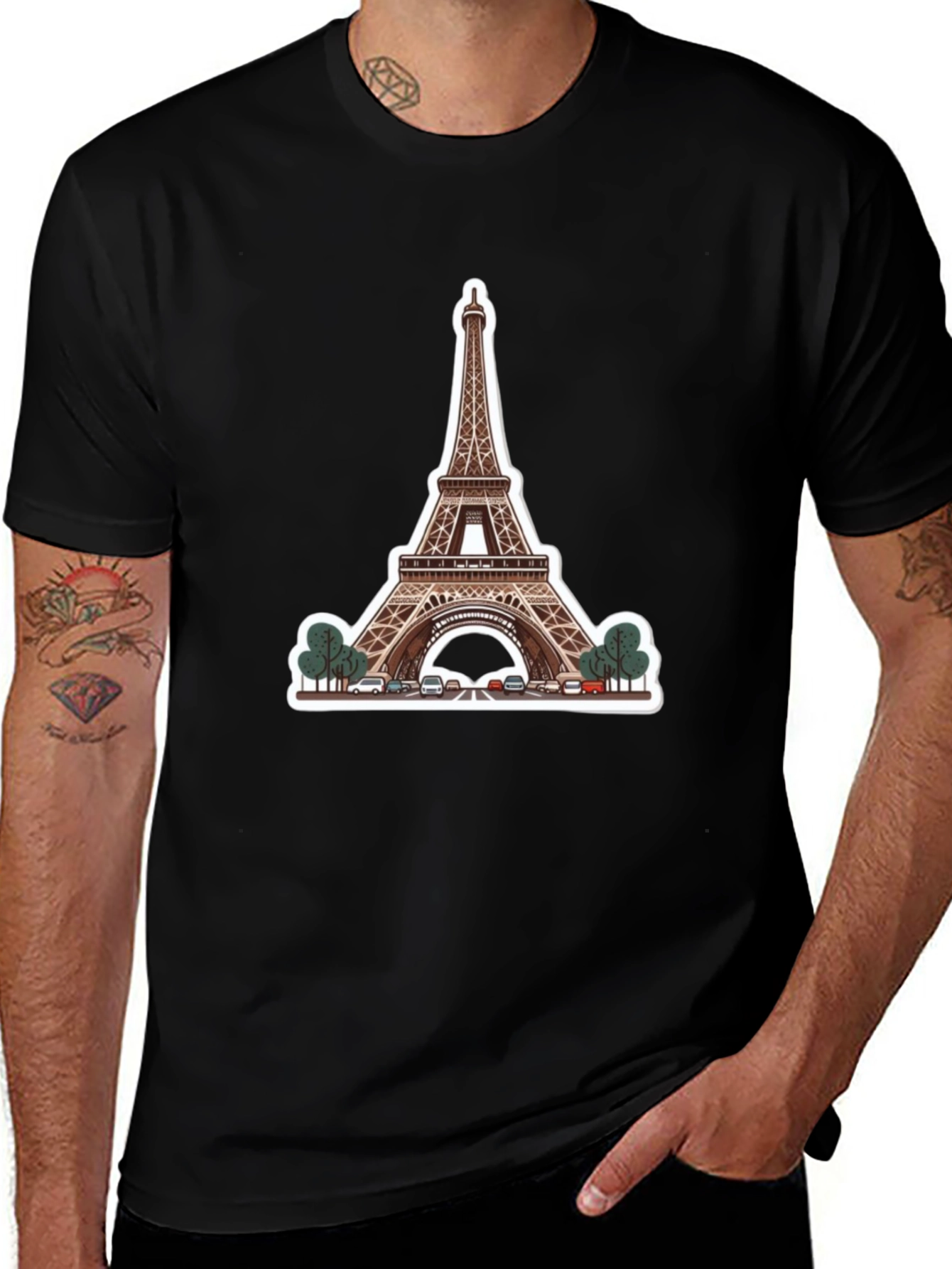 Variant 12 of Eiffel Tower Graphic Black T-Shirt