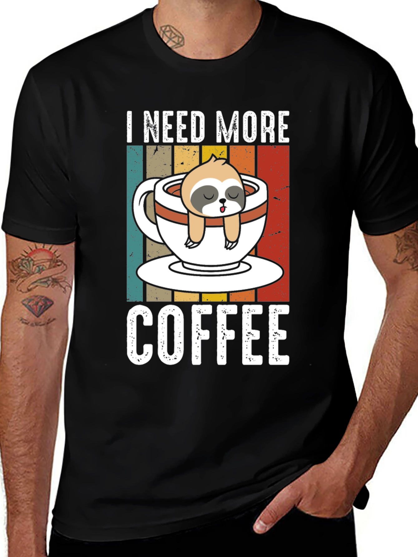 Variant 2 of I Need More Coffee Sloth Graphic T-Shirt