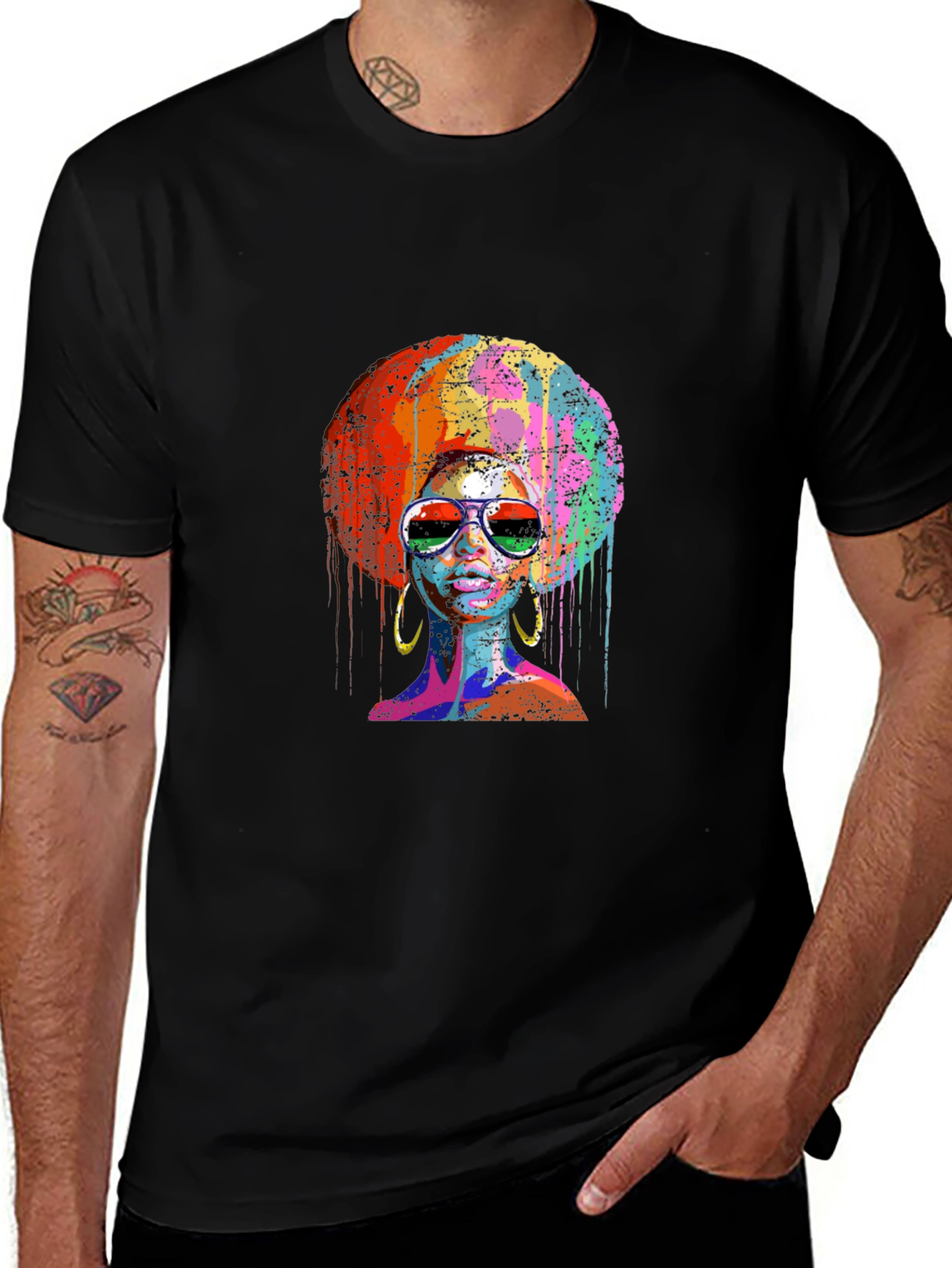 Variant 27 of Afro Woman Graphic Tee - Vivid Colors