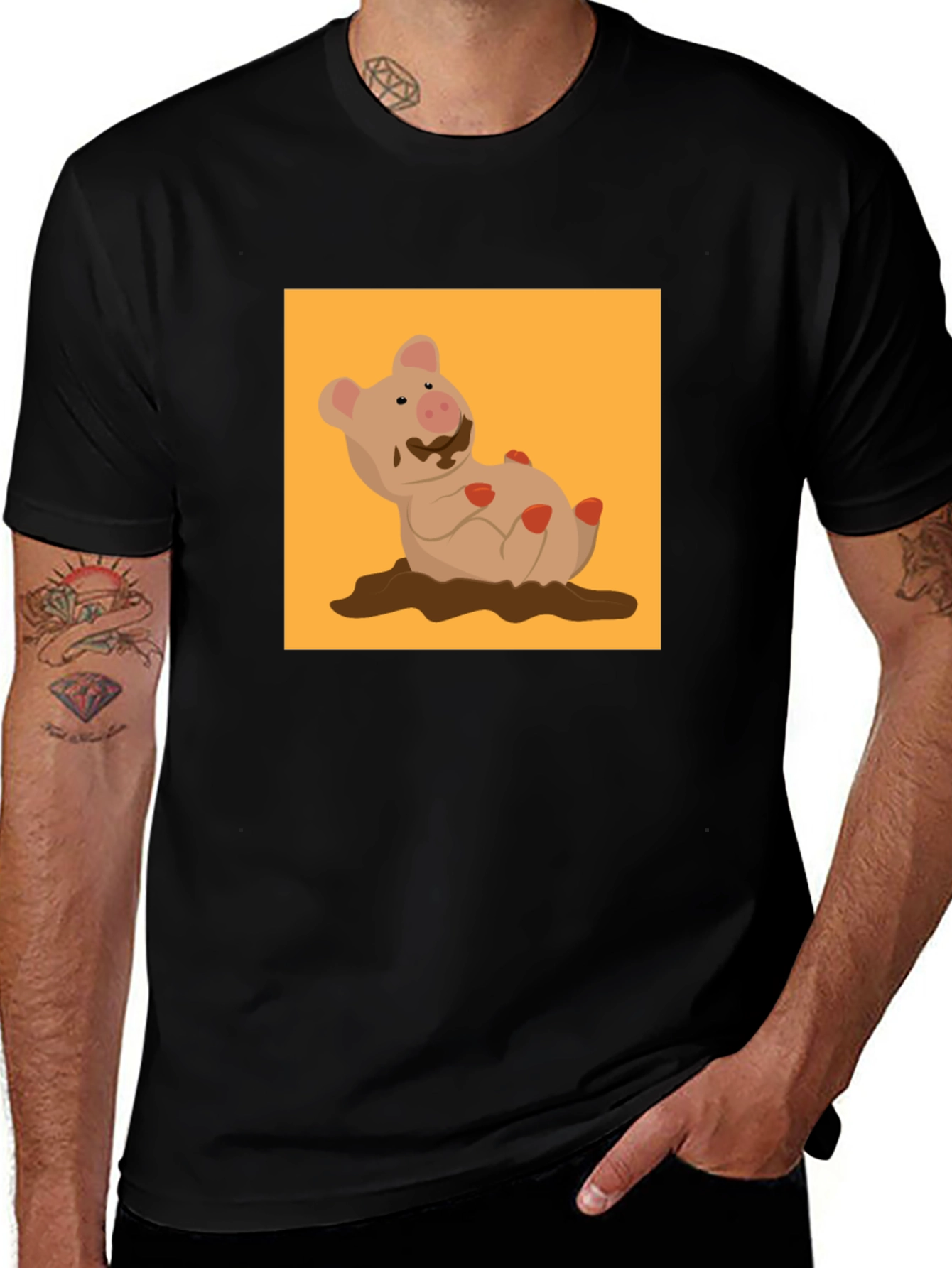 Variant 19 of Muddy Pig Graphic Tee - Novelty Cartoon T-Shirt