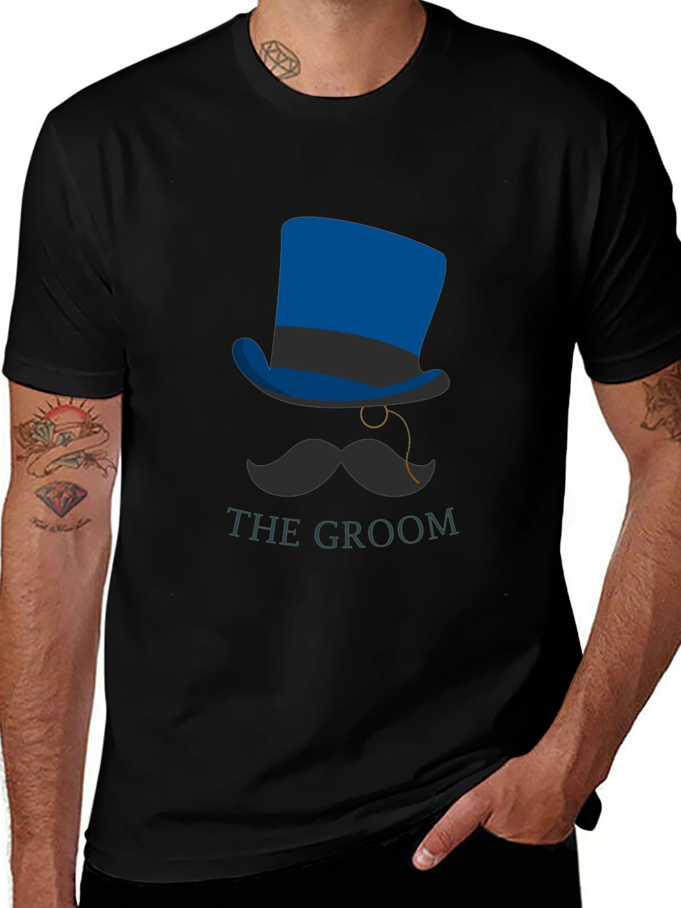 Variant 19 of The Groom Top Hat Graphic Tee - Trendy Bachelor Party Shirt