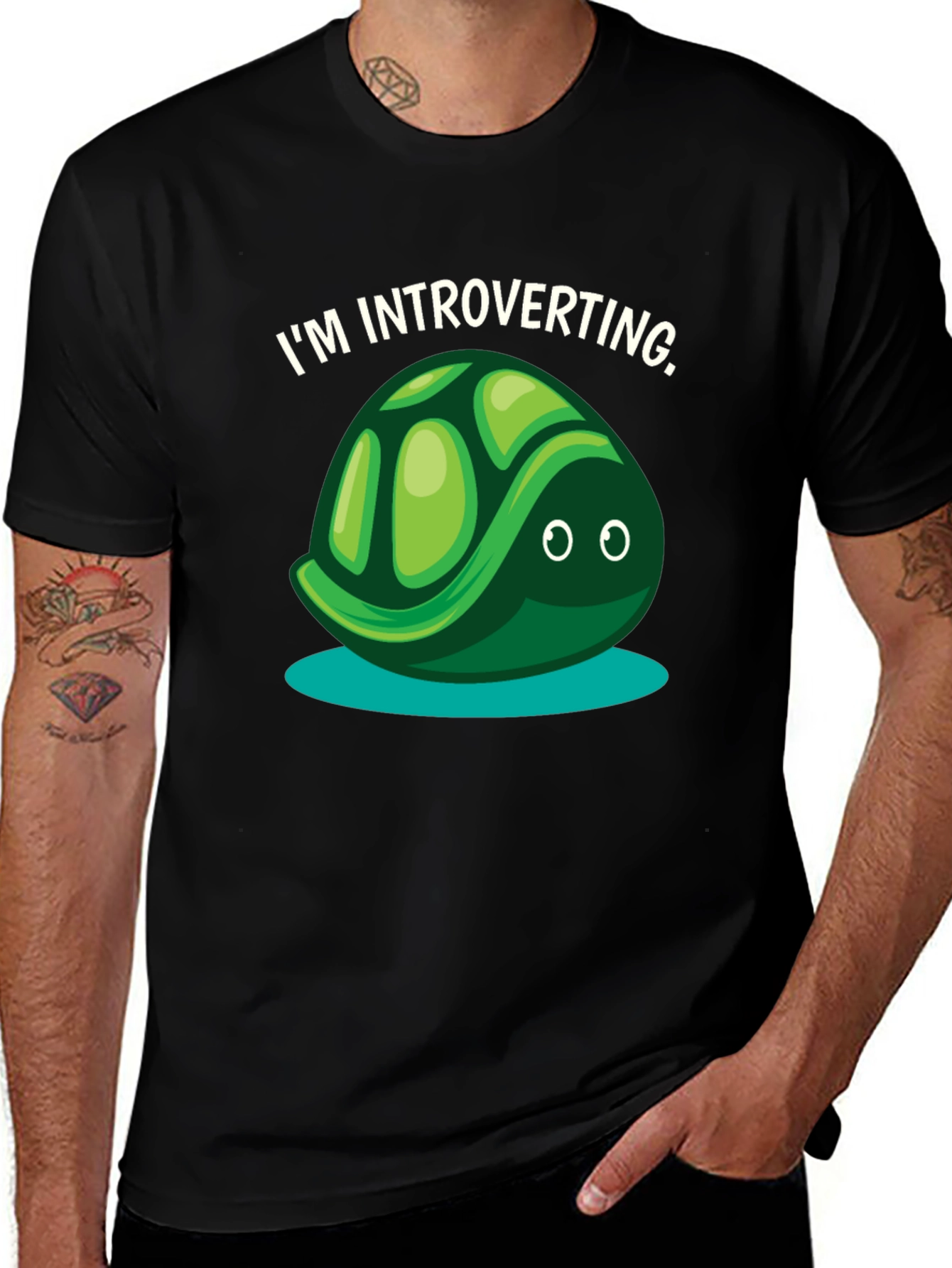 Variant 27 of Introverting Turtle Graphic Tee - Black