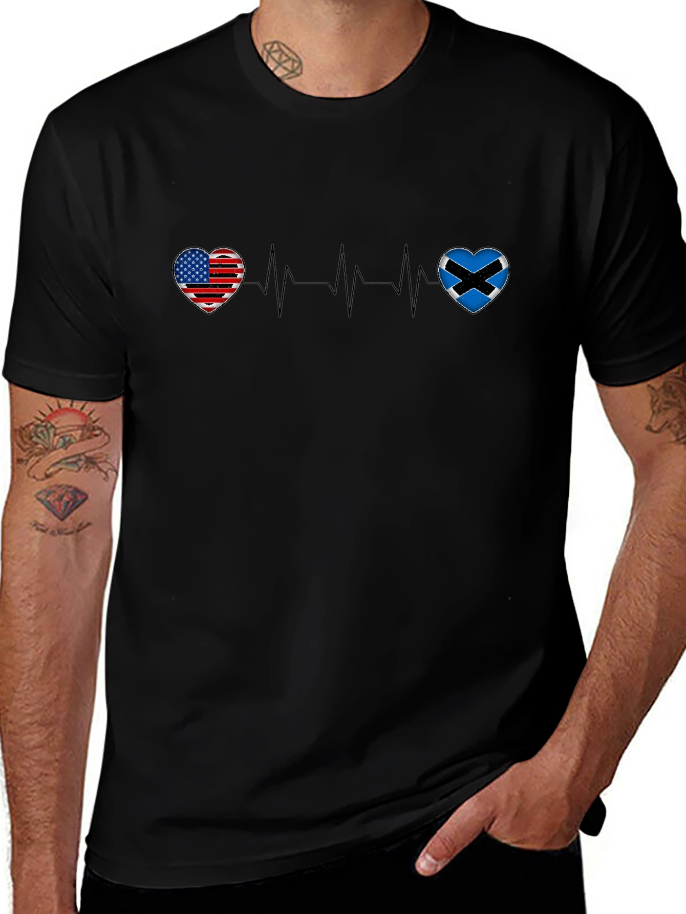 Variant 10 of USA Scotland Heartbeat T-Shirt