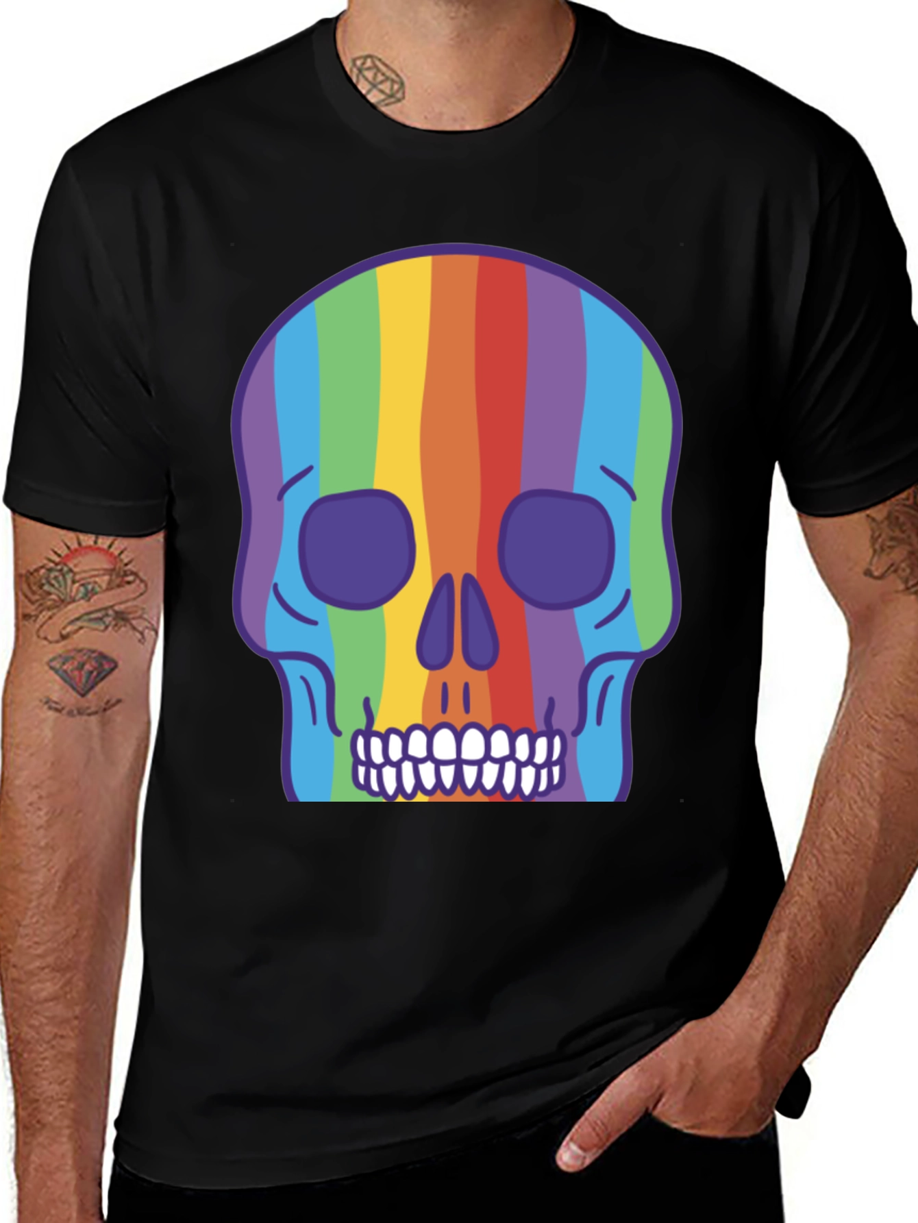 Variant 9 of Rainbow Skull Graphic Tee - Vibrant & Unique Design