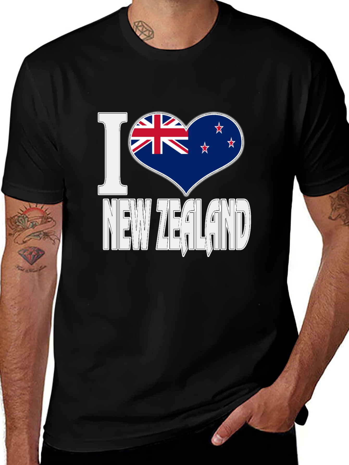 I Love New Zealand Black Graphic T-Shirt