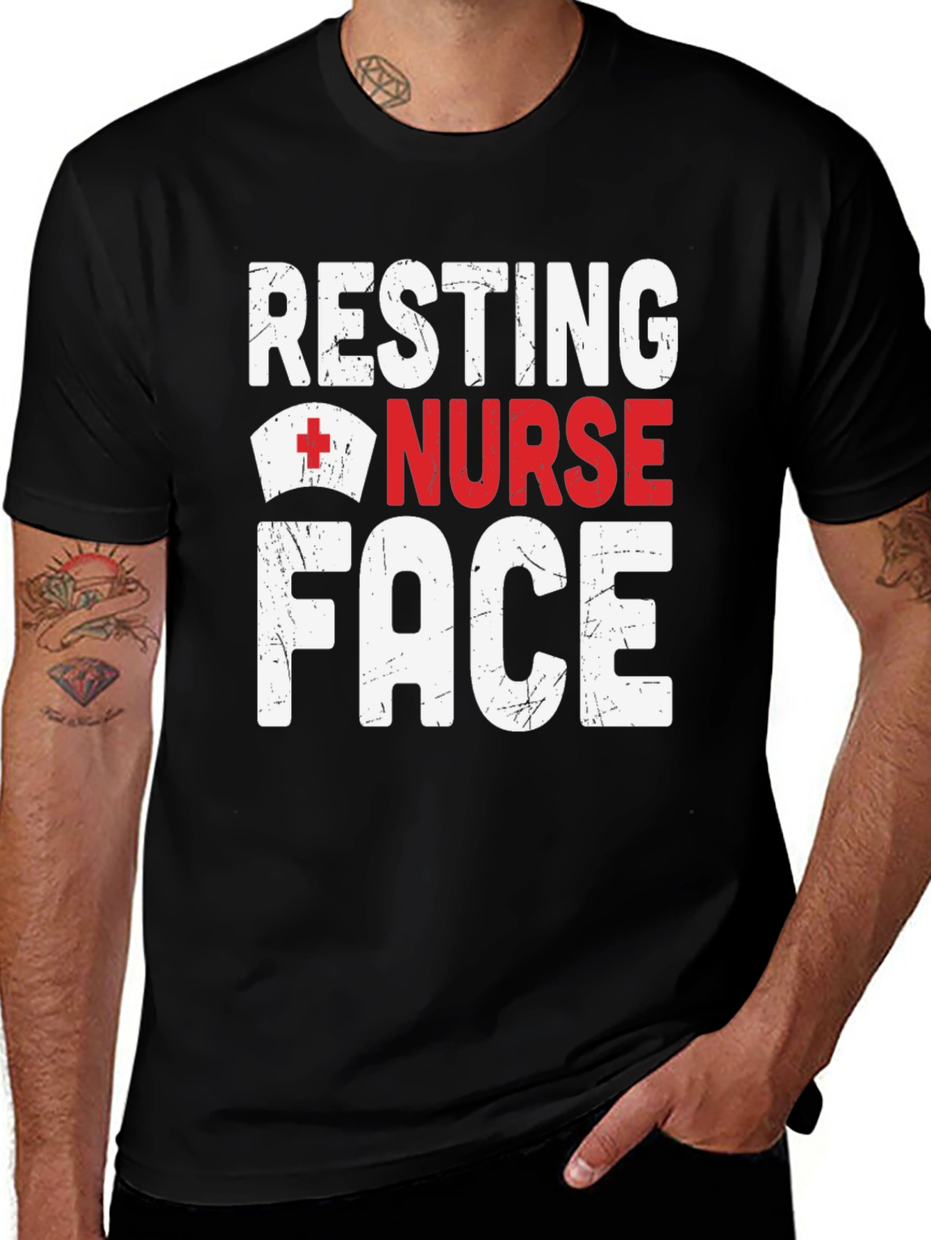 Resting Nurse Face Graphic T-Shirt - Black