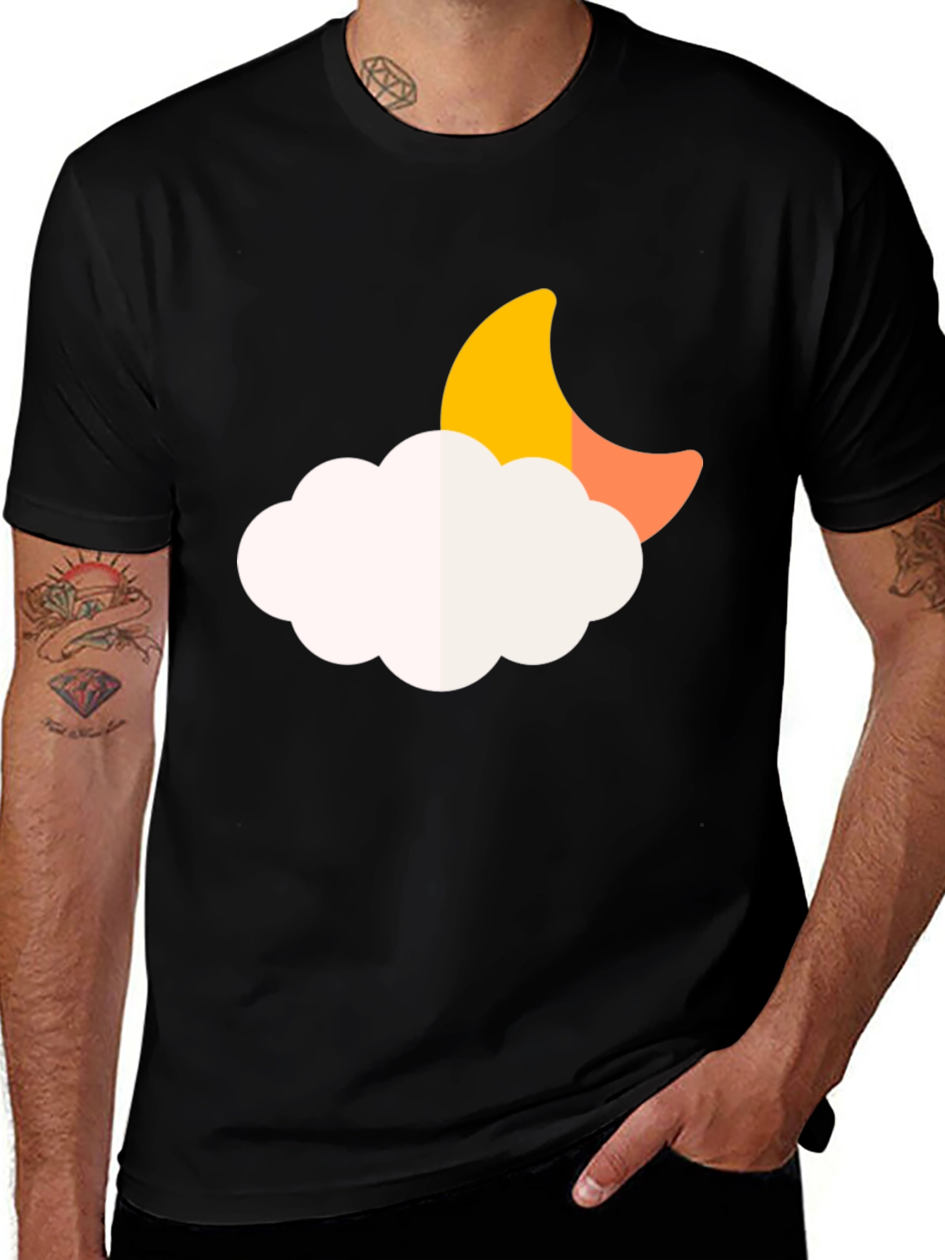 Variant 7 of Moon Cloud Graphic Tee - Soft Black T-Shirt