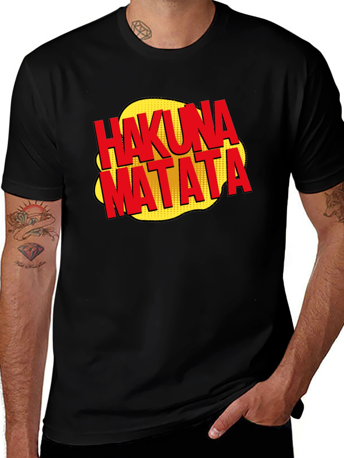 Variant 23 of Hakuna Matata Graphic Tee - Relaxed Fit Black T-Shirt