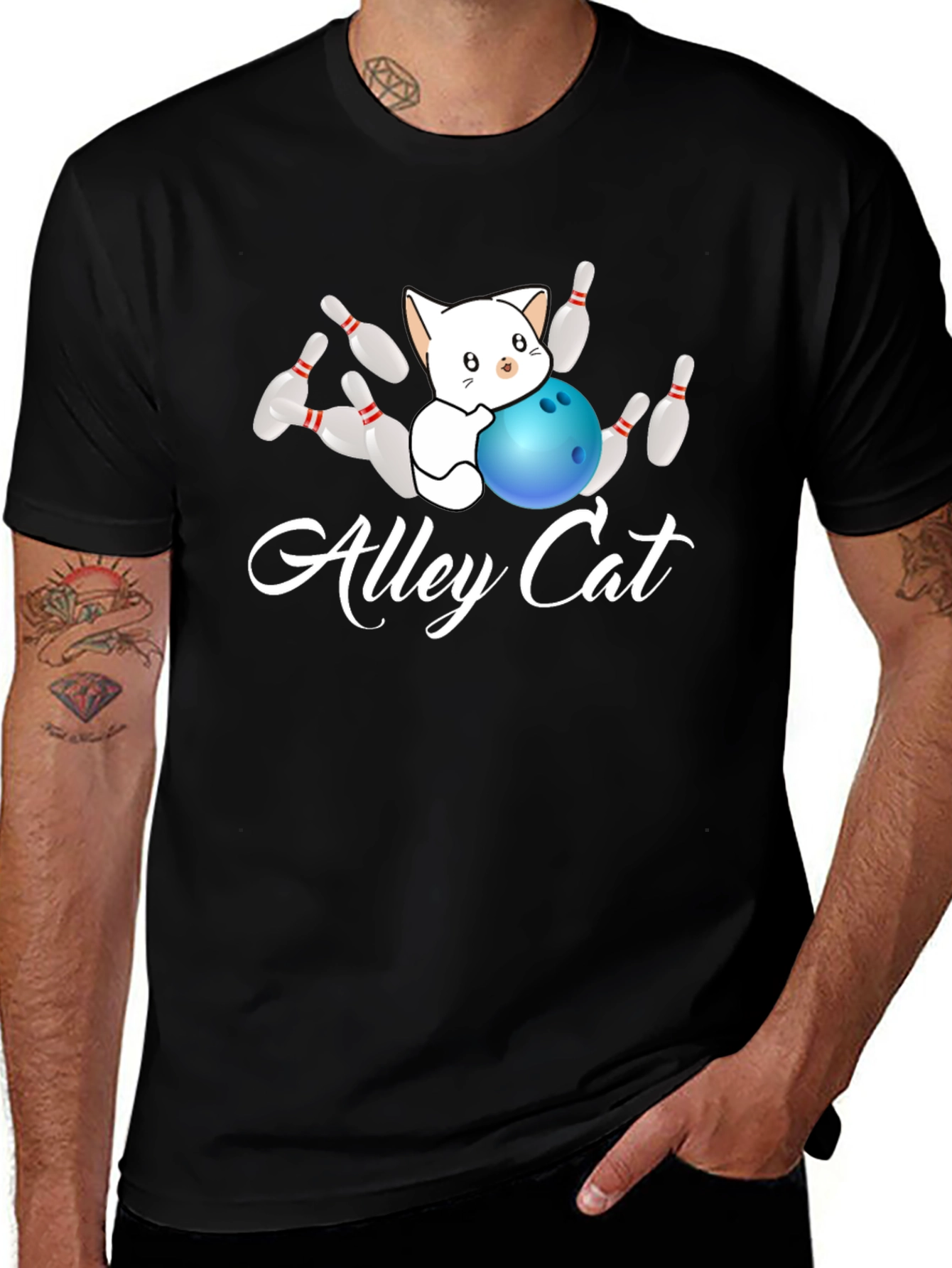 Variant 15 of Alley Cat Bowling T-Shirt - Strike!