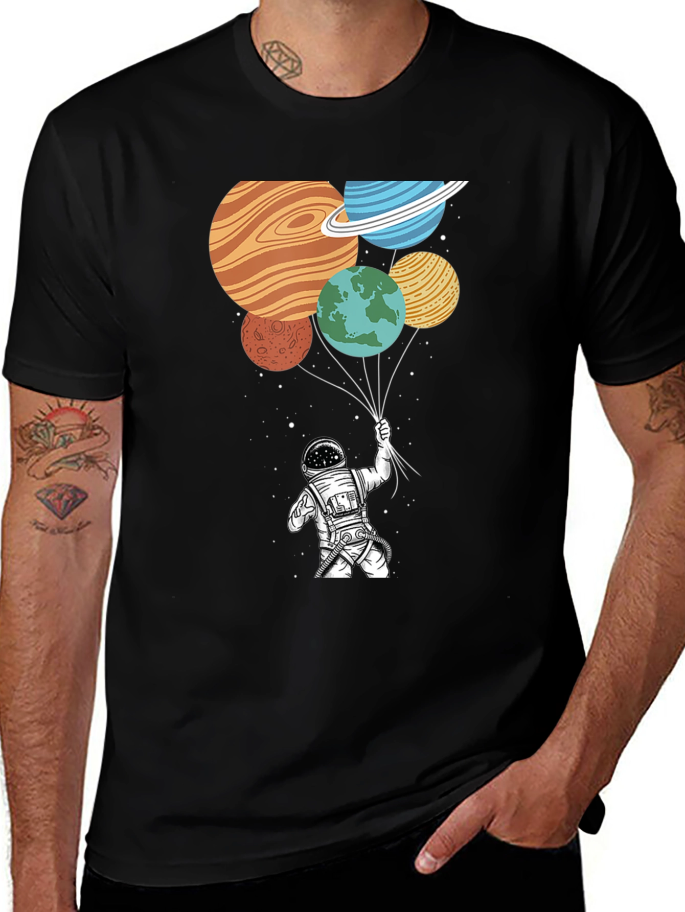 Variant 25 of Astronaut Planet Balloons Graphic T-Shirt
