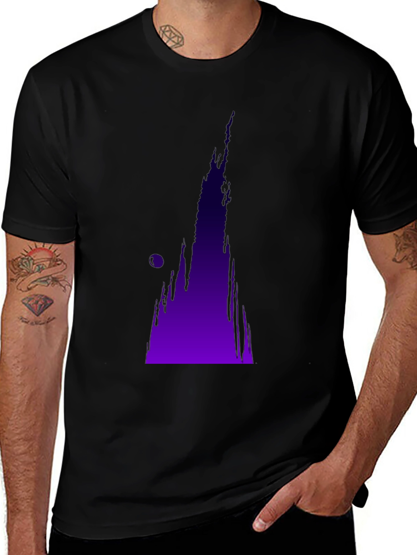 Variant 16 of Abstract Purple Drip Design Black T-Shirt