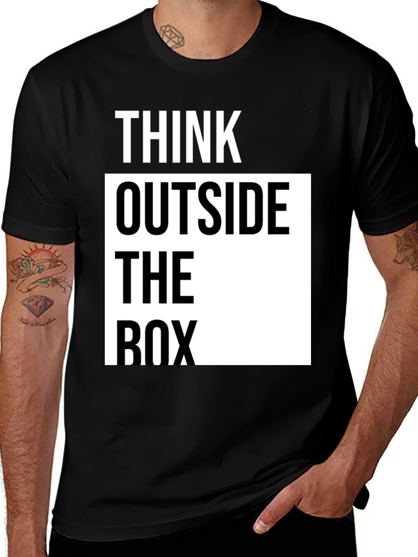 Think Outside the Box Graphic T-Shirt - Black