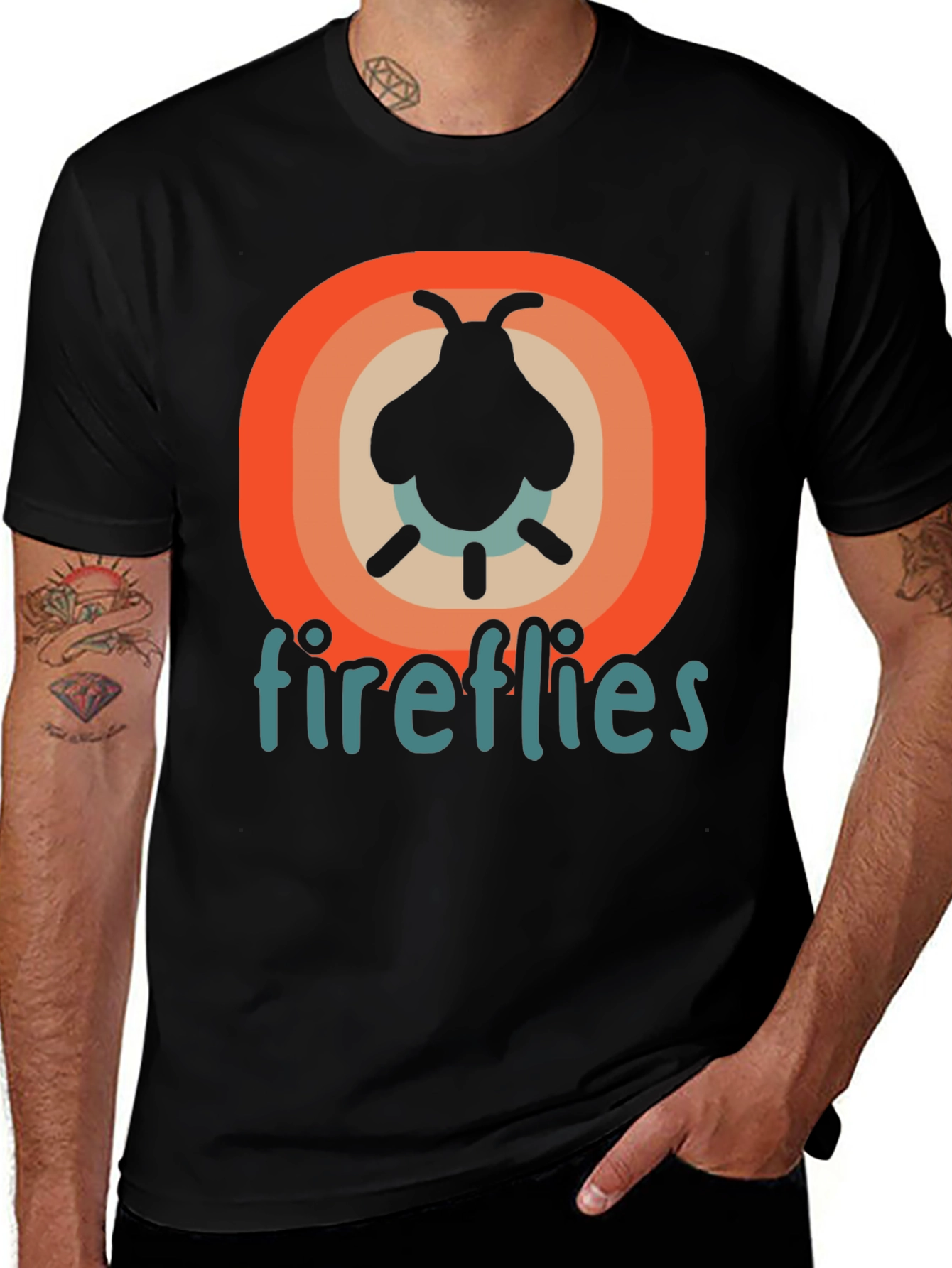 Variant 21 of Retro Fireflies Graphic Tee - Cool Insect Shirt