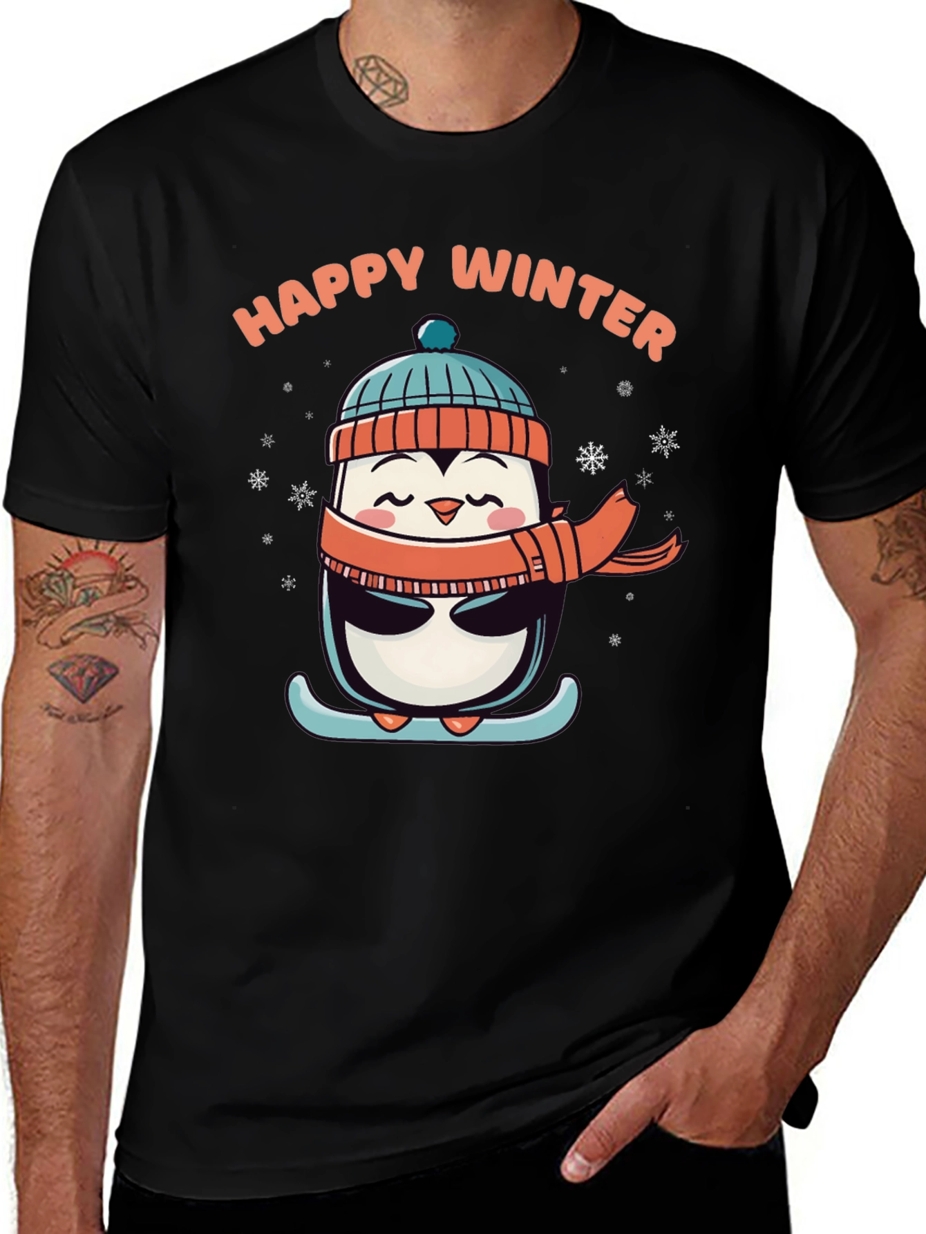 Variant 21 of Happy Winter Penguin Graphic Tee