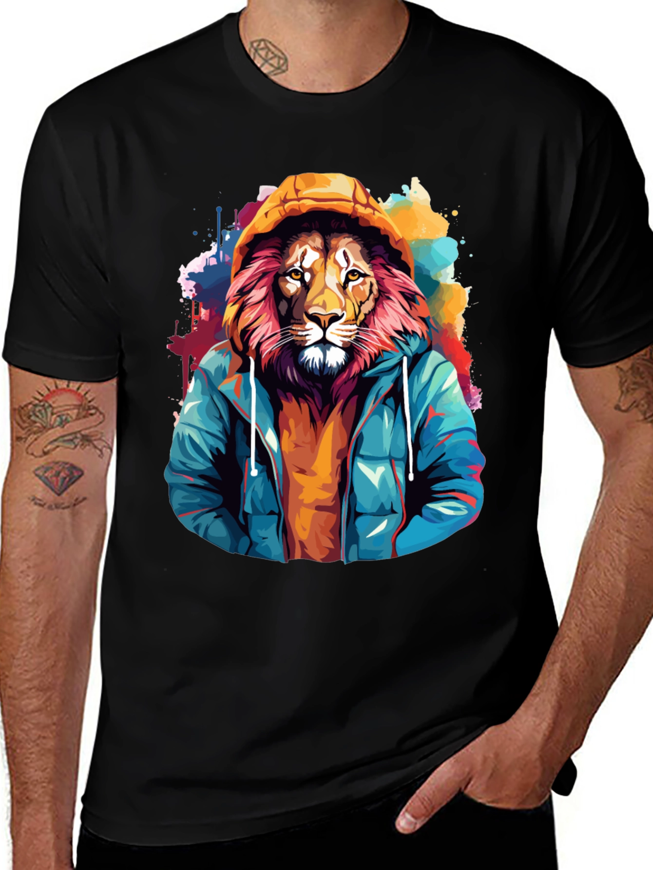 Variant 12 of Lion in Hoodie Graphic Tee - Urban Cool