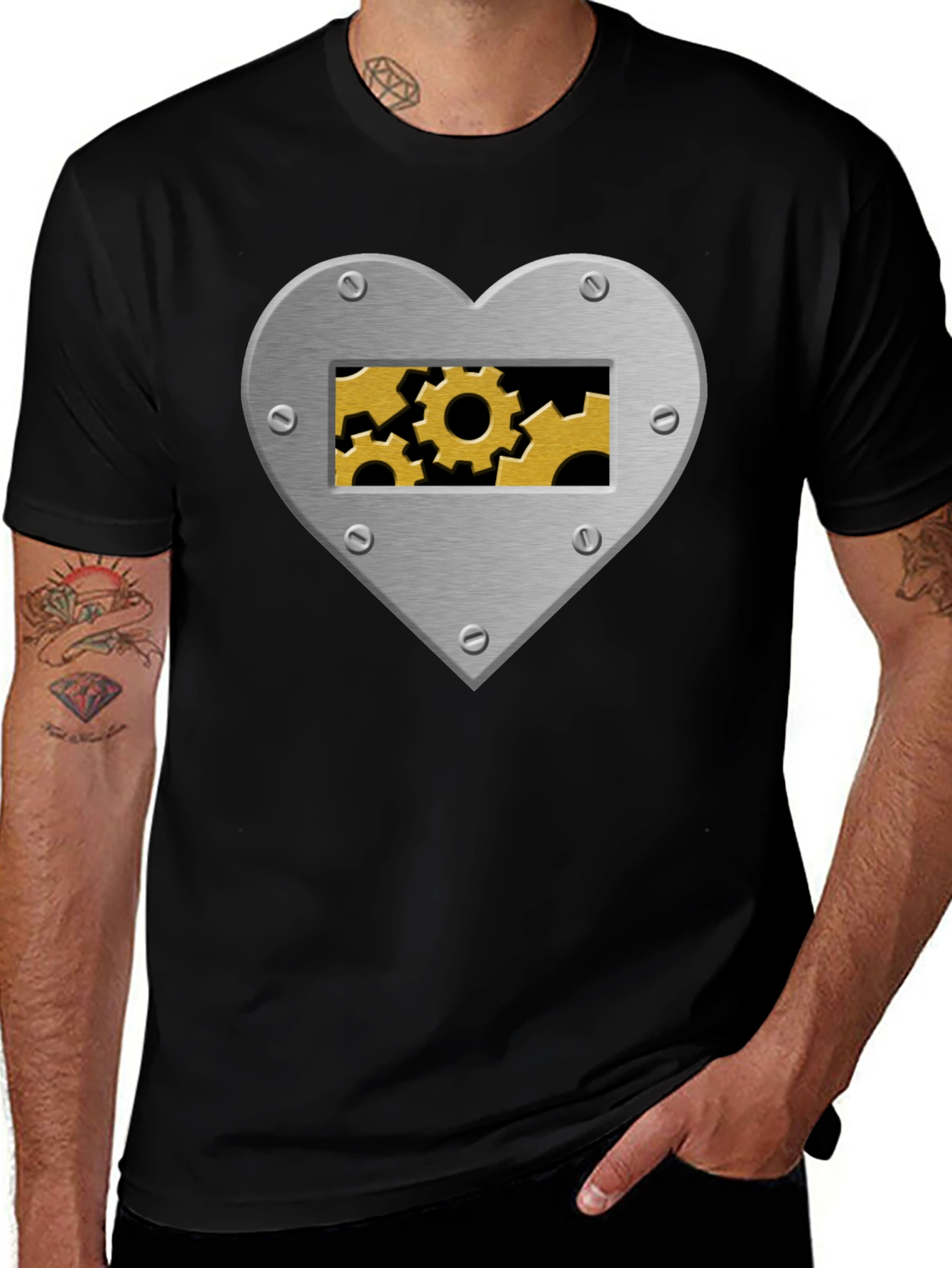 Variant 21 of Steampunk Heart Gear T-Shirt - Black