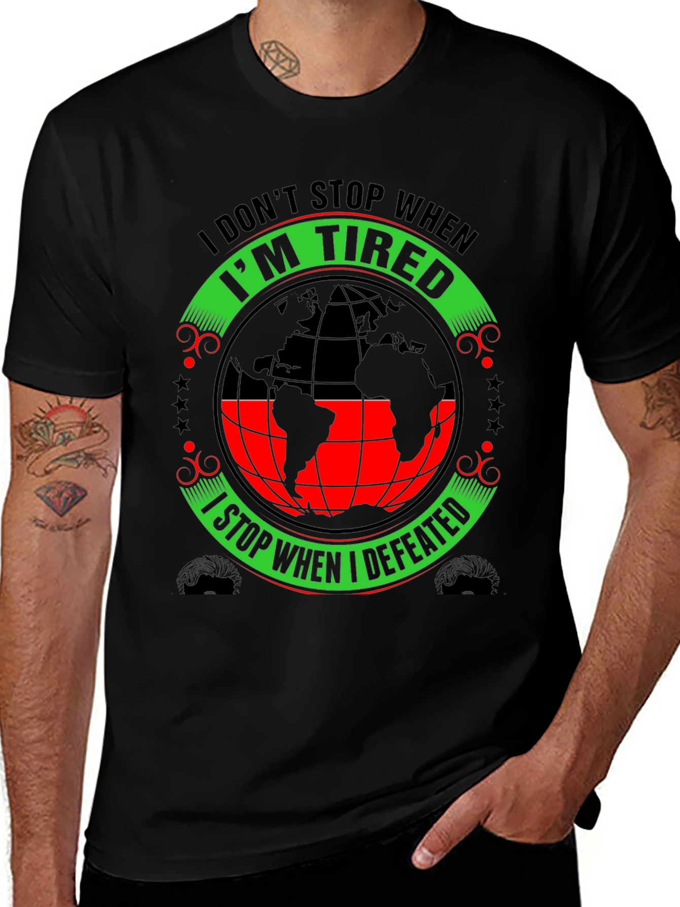 Variant 20 of Never Stop T-Shirt - Motivational Earth Graphic Tee