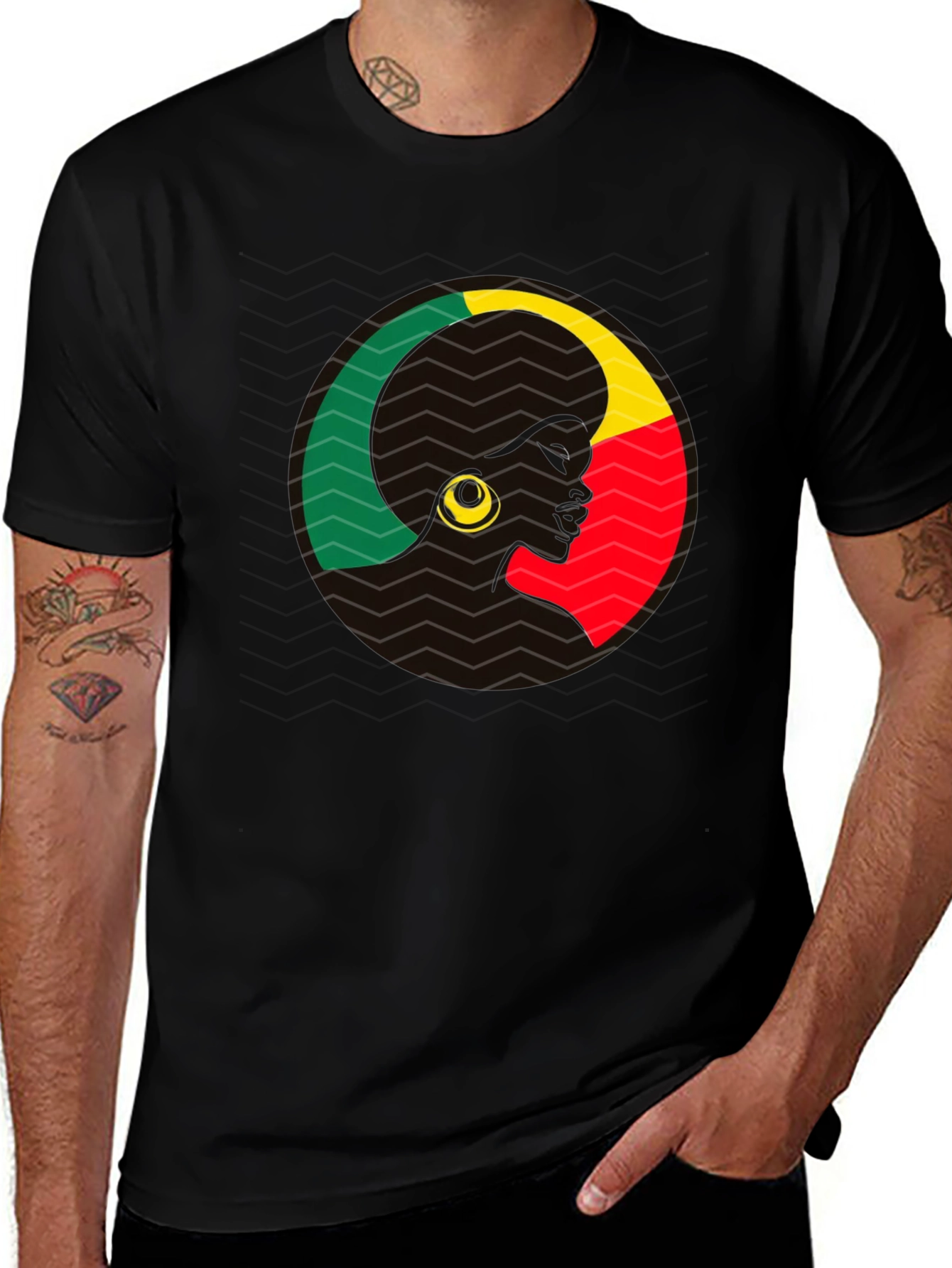 Variant 23 of Benin Afro Silhouette Tee - Black