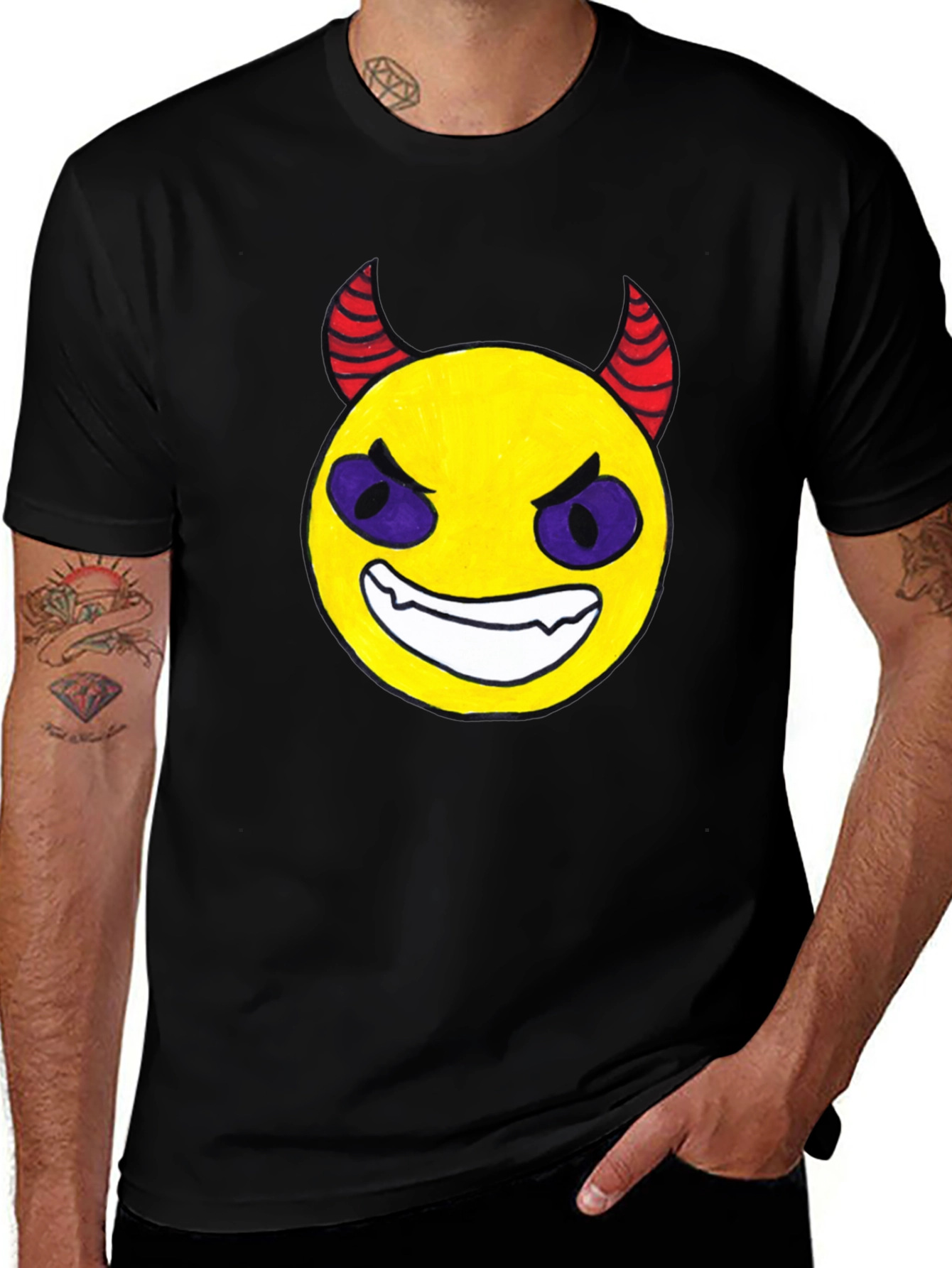 Variant 8 of Evil Emoji Black T-Shirt - Funny Graphic Tee