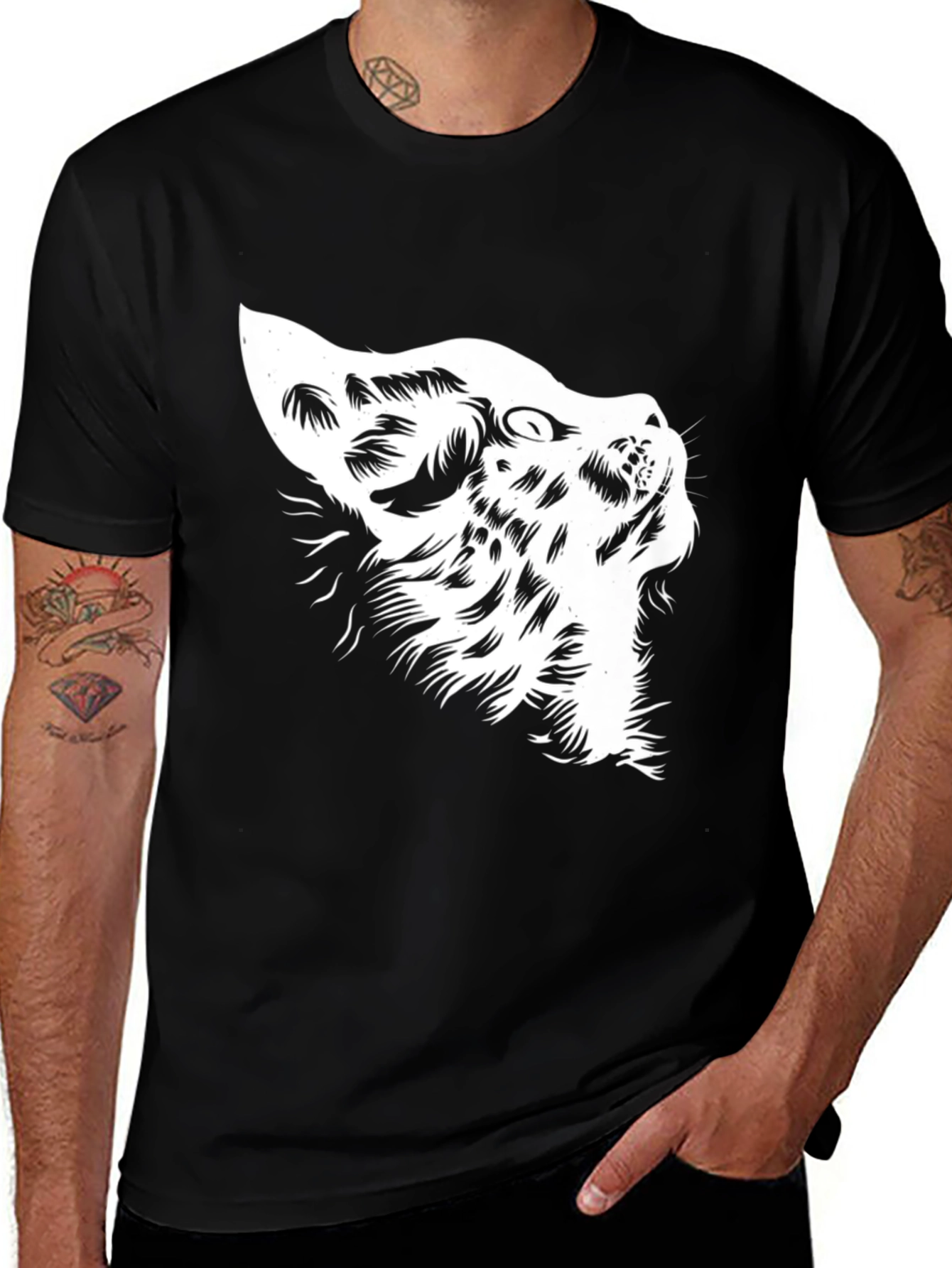 Variant 7 of Black Cat Silhouette T-Shirt - Stylish Graphic Tee