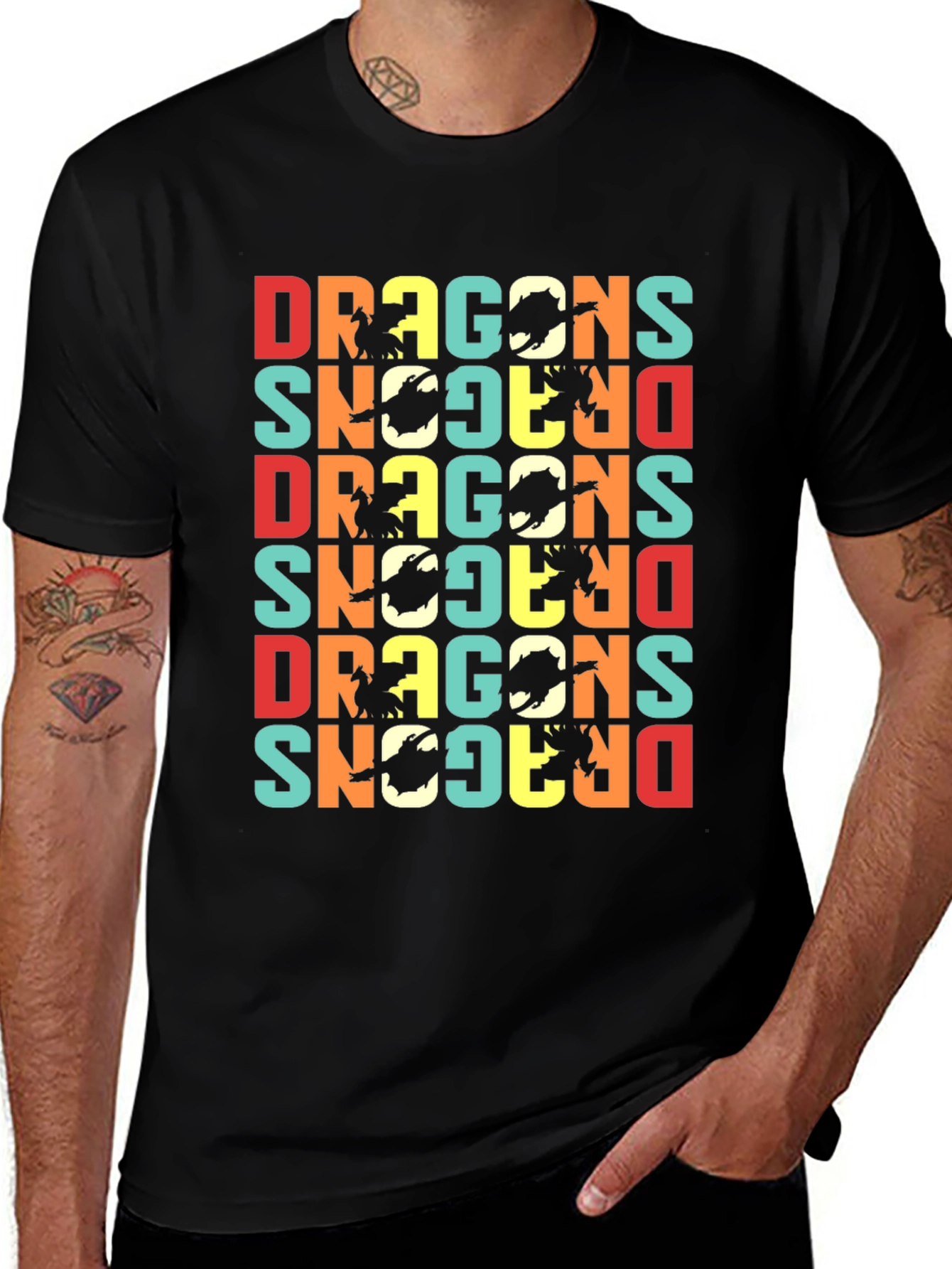 Variant 13 of Retro Dragons Graphic T-Shirt - Unique & Stylish