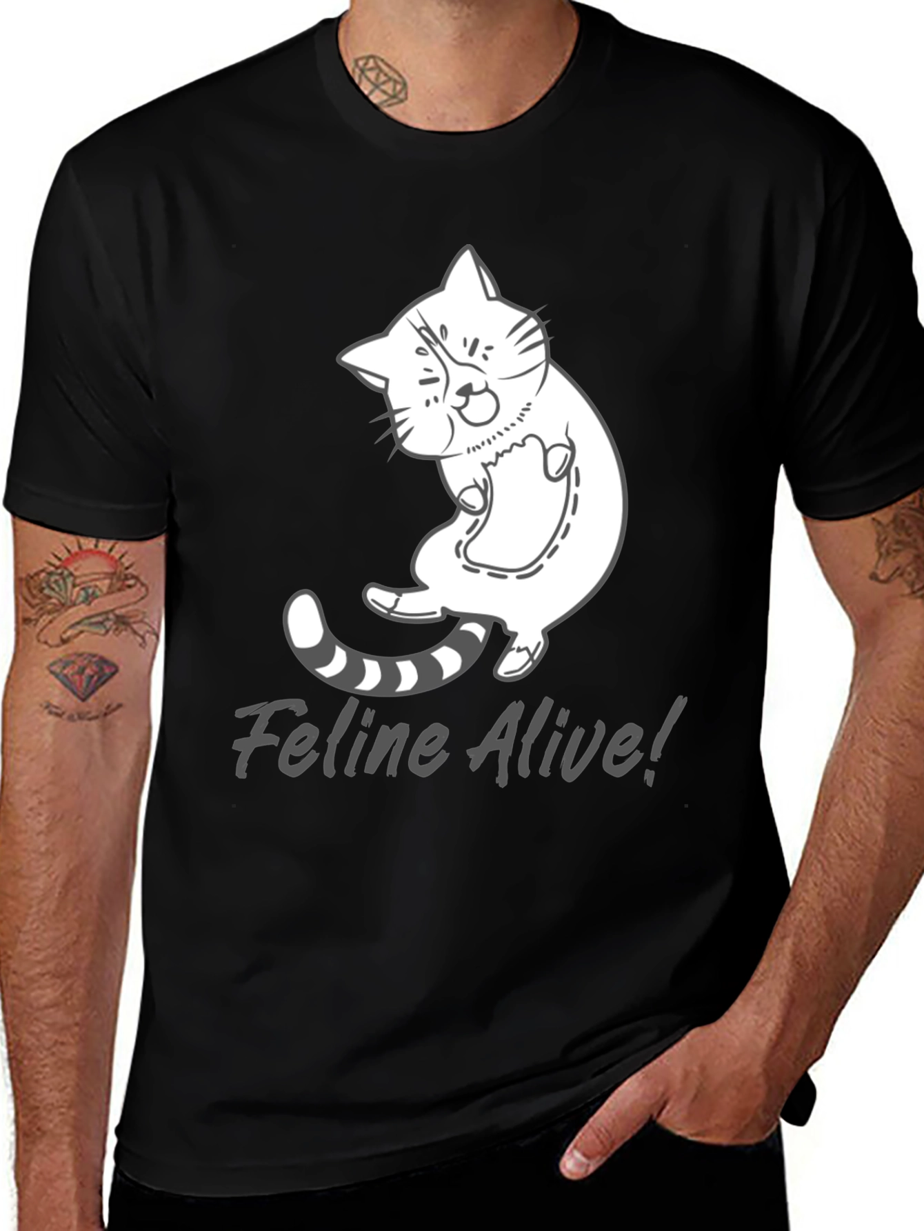 Variant 28 of Feline Alive T-Shirt - Funny Cat Graphic Tee
