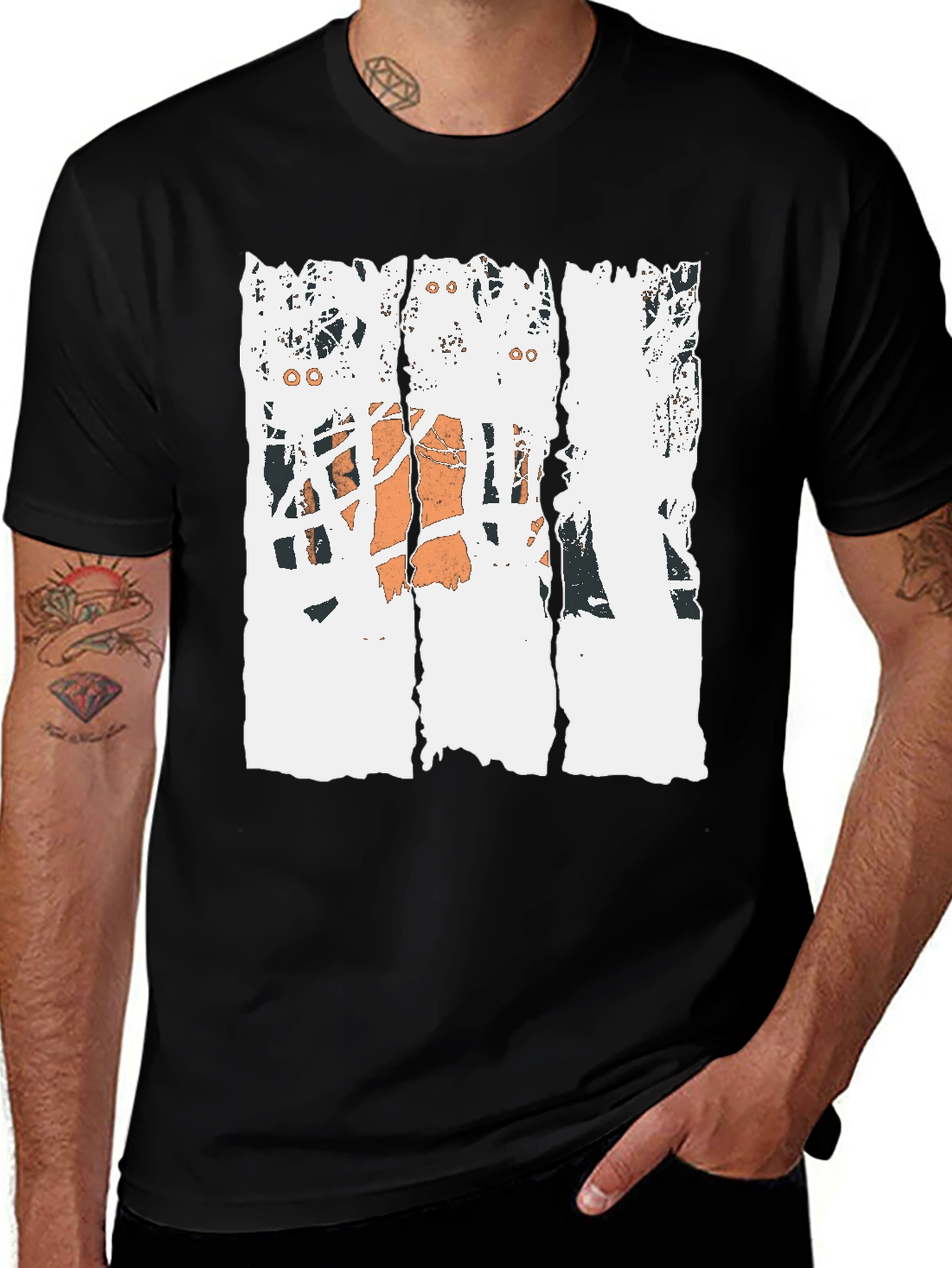 Variant 20 of Distressed Basketball Graphic Tee - Black Cotton T-Shirt