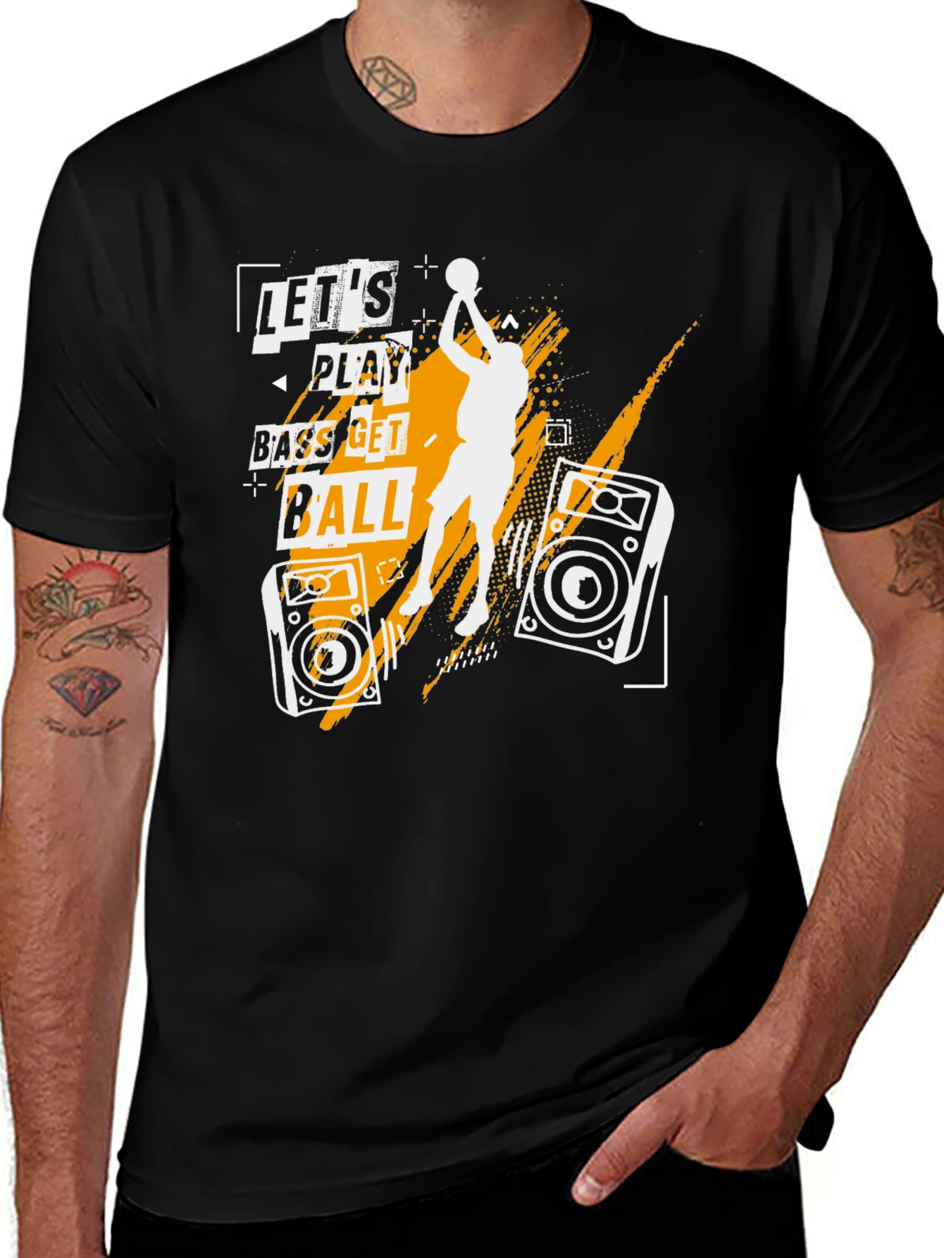 Variant 29 of Let's Play Bass Get Ball Black Graphic T-Shirt